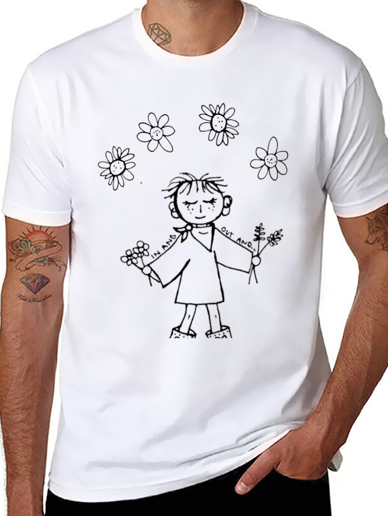 Whimsical Cartoon Graphic Black T-Shirt