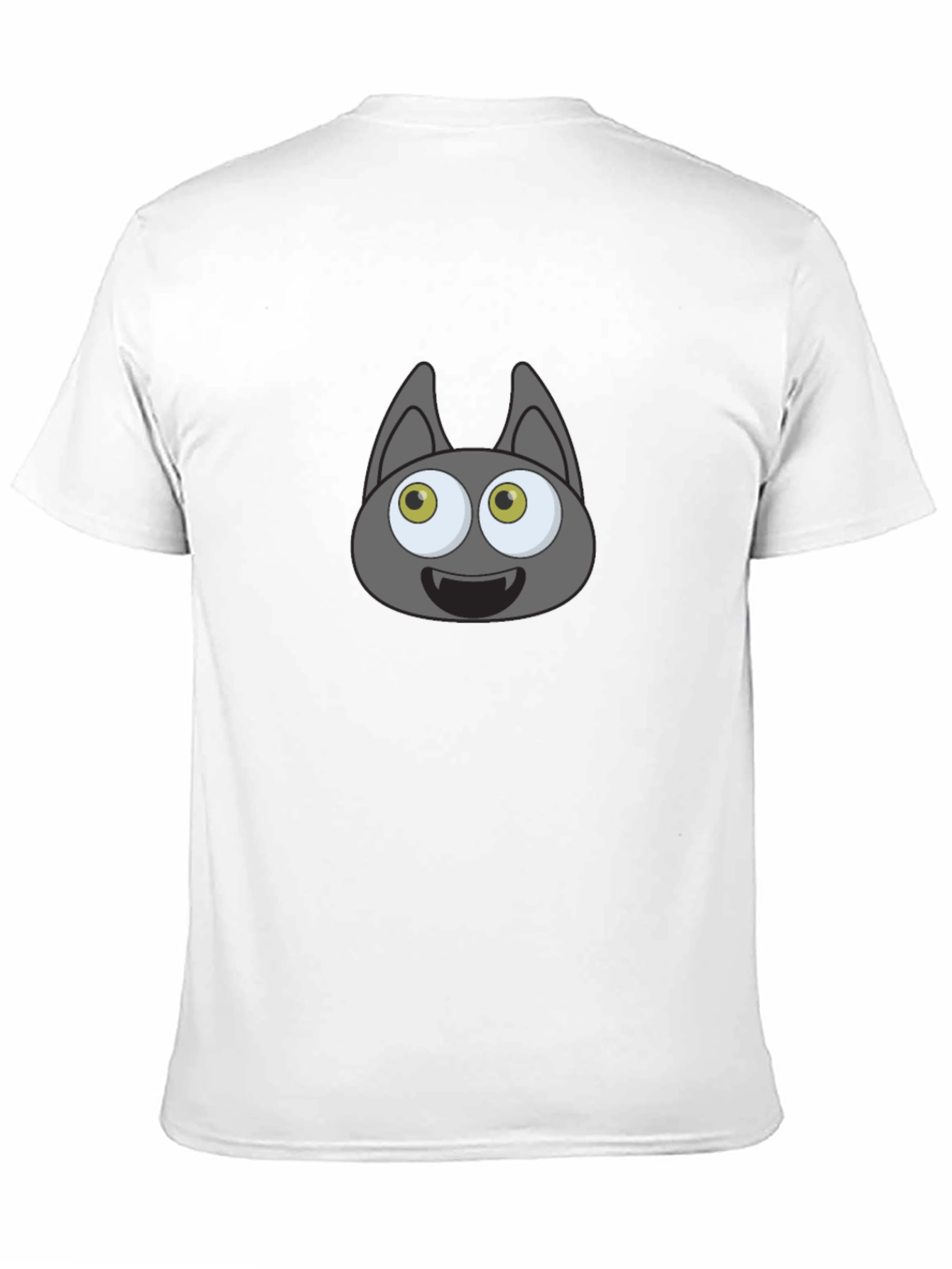 Cartoonish Bat Face Graphic Black T-Shirt