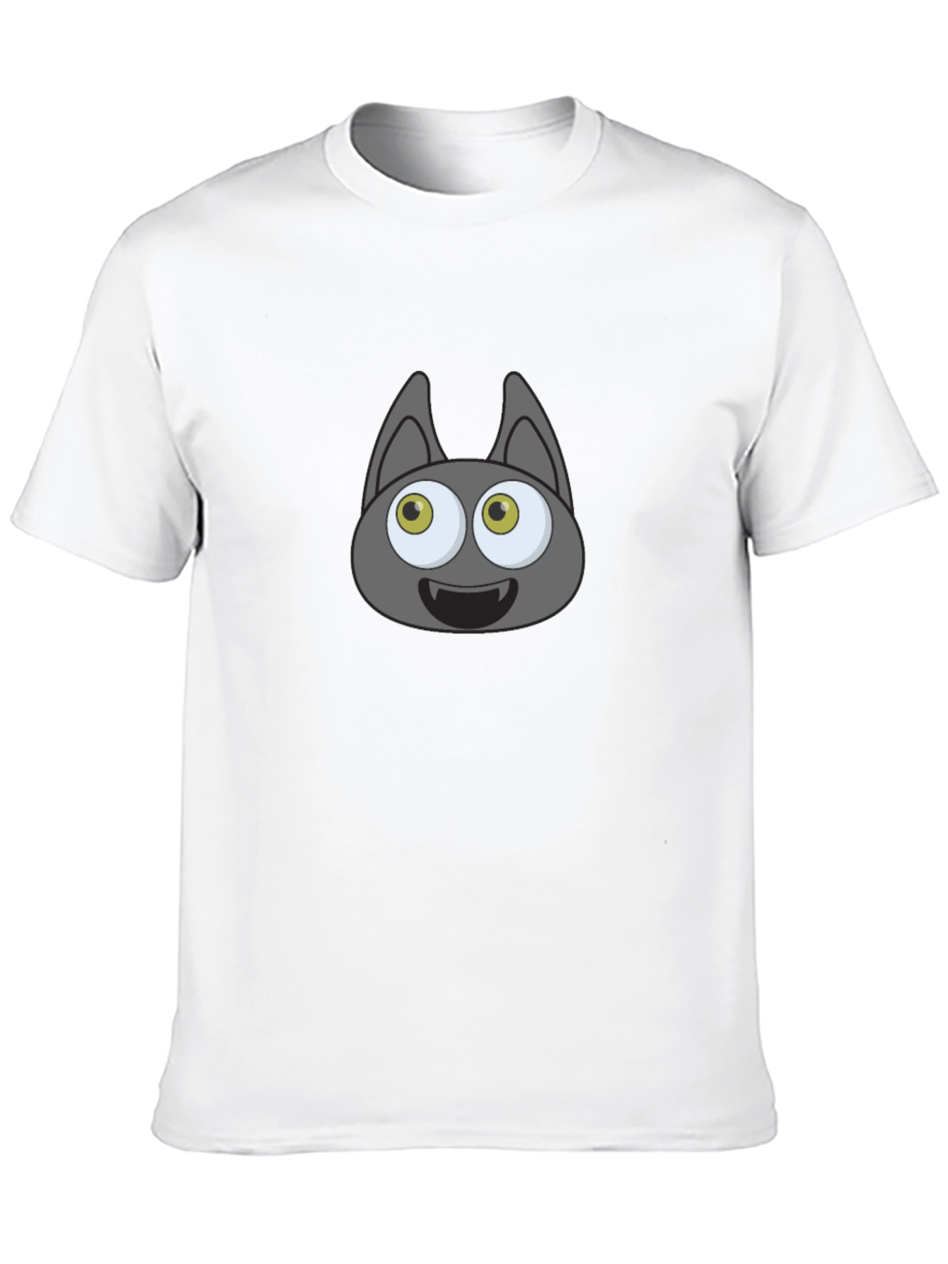 Cartoonish Bat Face Graphic Black T-Shirt