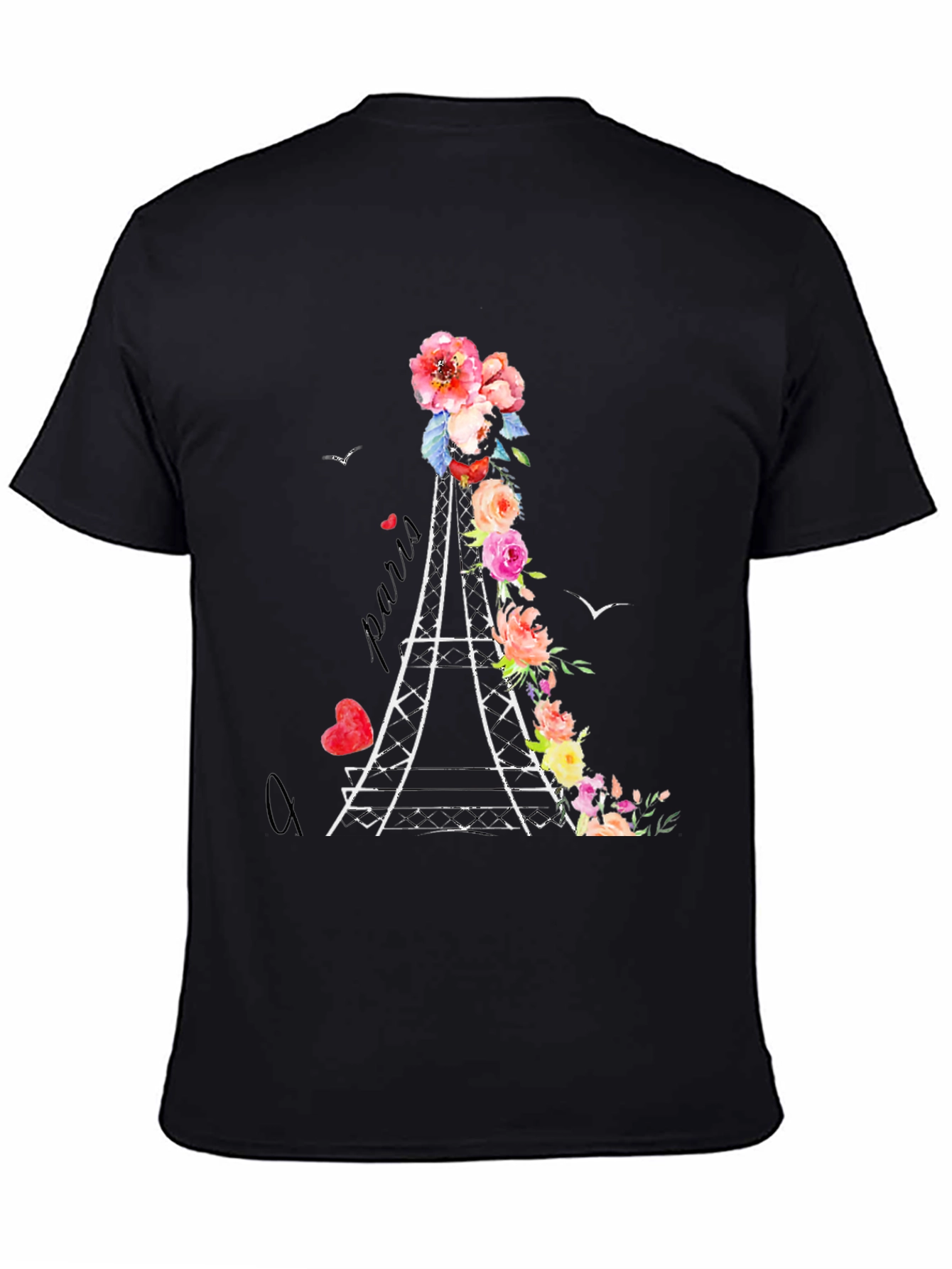 Paris Eiffel Tower Floral Graphic T-Shirt