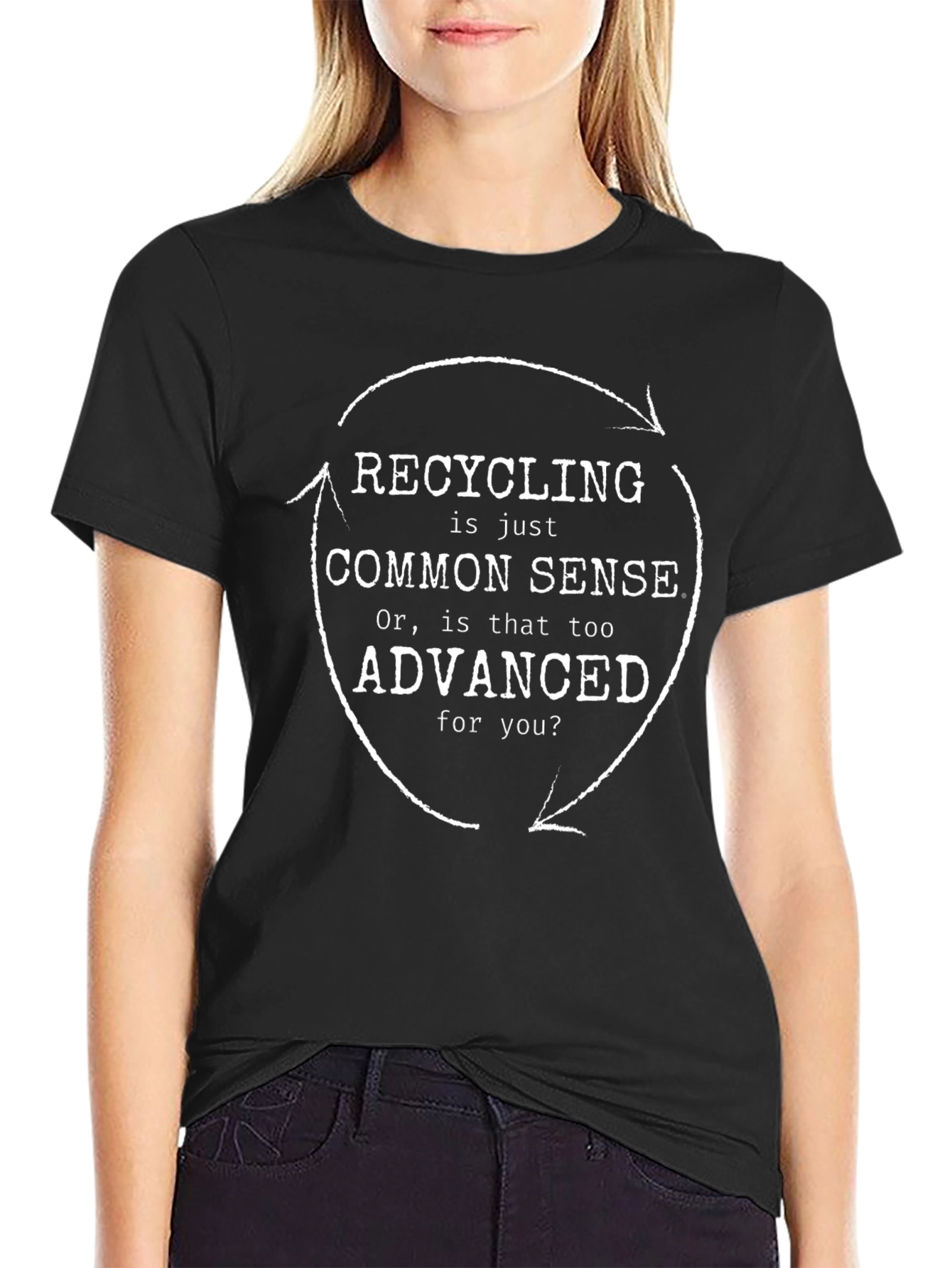 Recycling Common Sense Black Graphic T-Shirt
