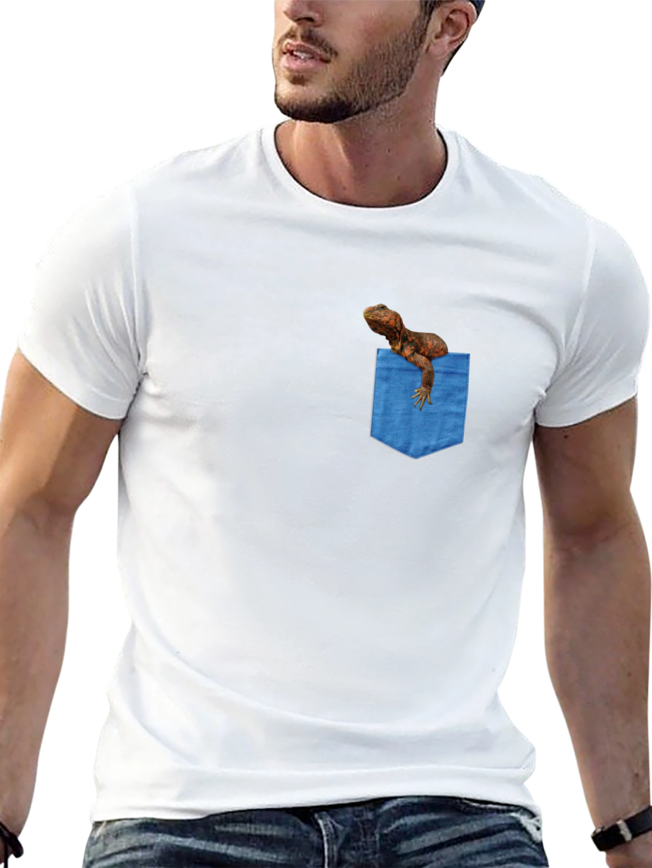 Bearded Dragon Pocket Tee - Novelty Graphic T-Shirt