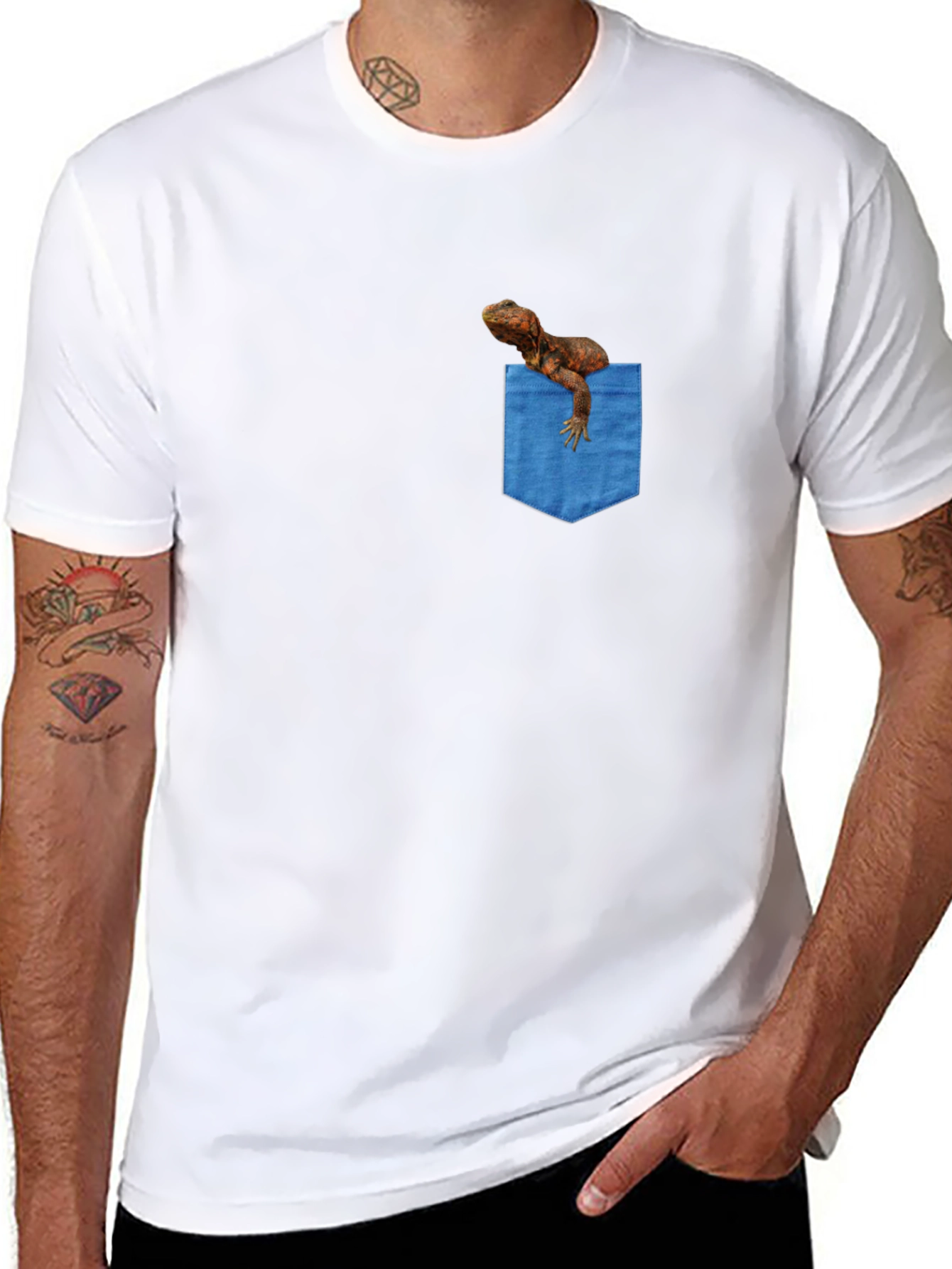 Bearded Dragon Pocket Tee - Novelty Graphic T-Shirt
