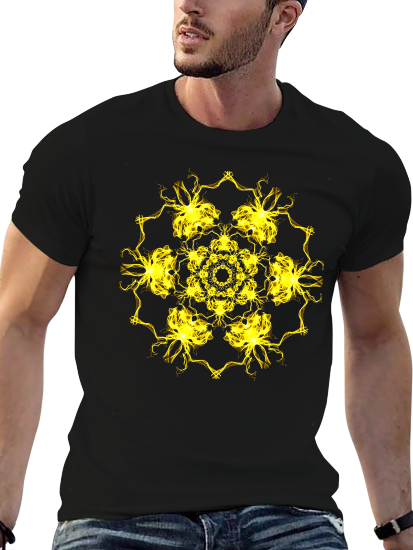 Electric Mandala Graphic Black T-Shirt