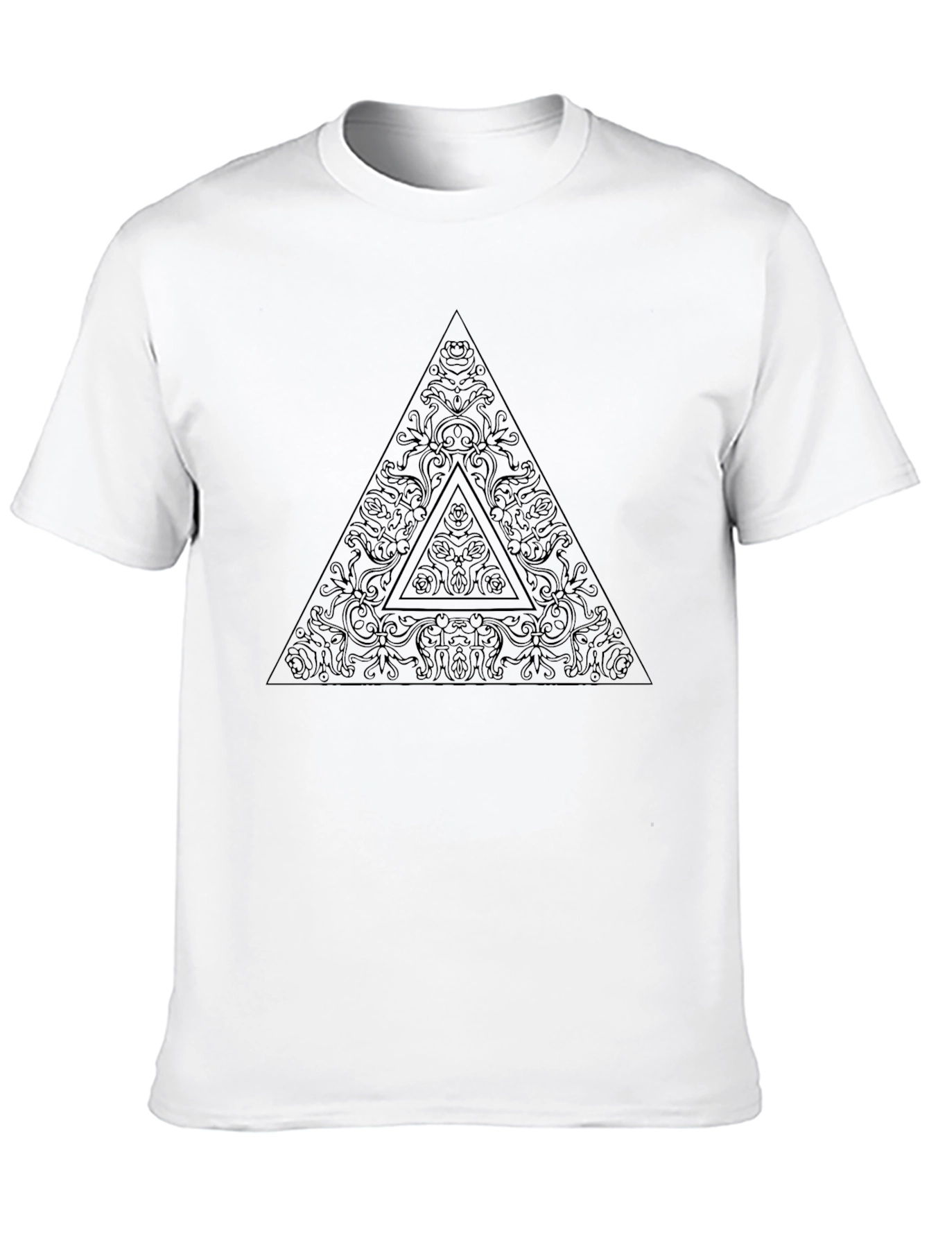 Black T-Shirt with Geometric Triangle Print