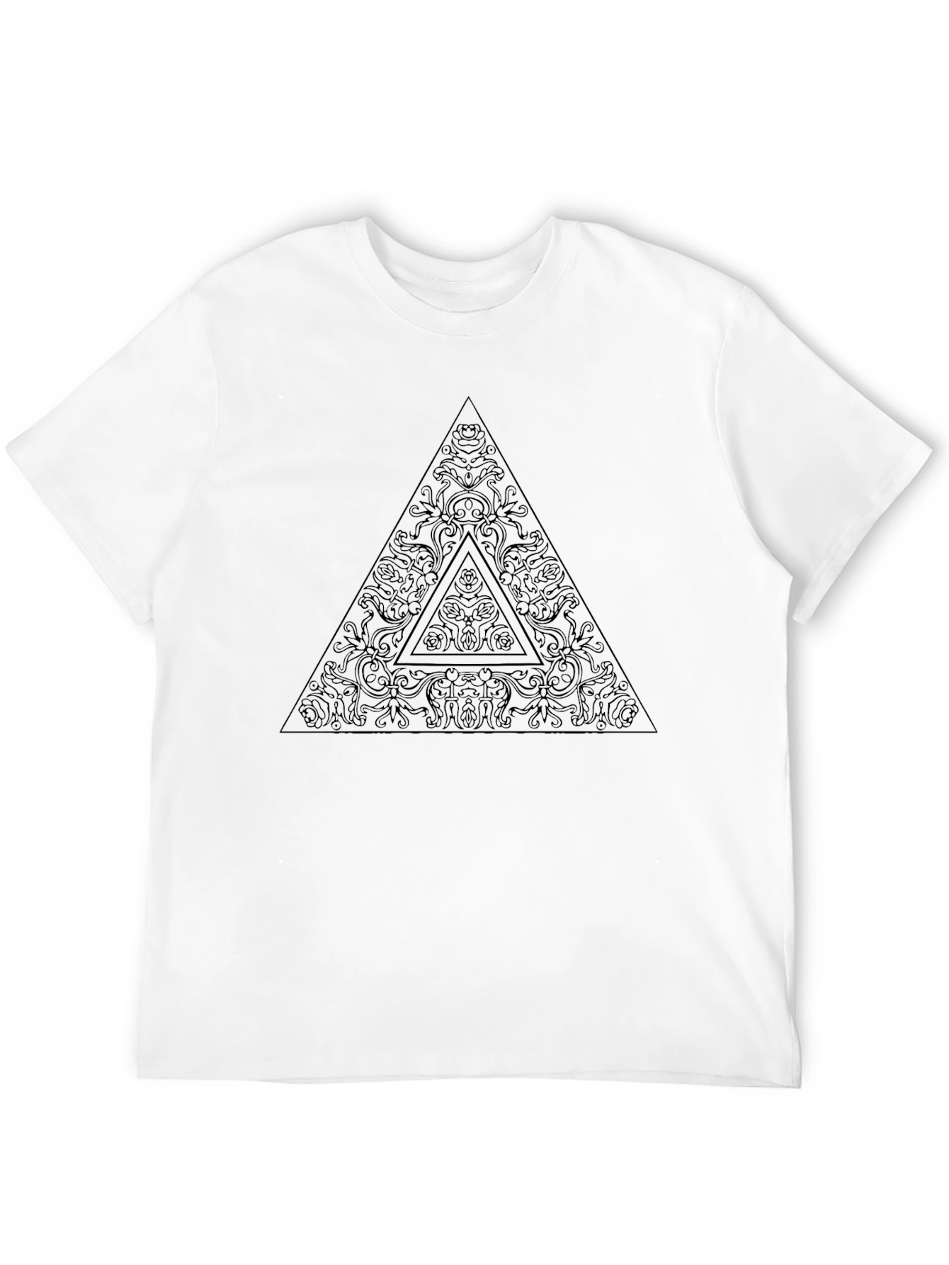 Black T-Shirt with Geometric Triangle Print