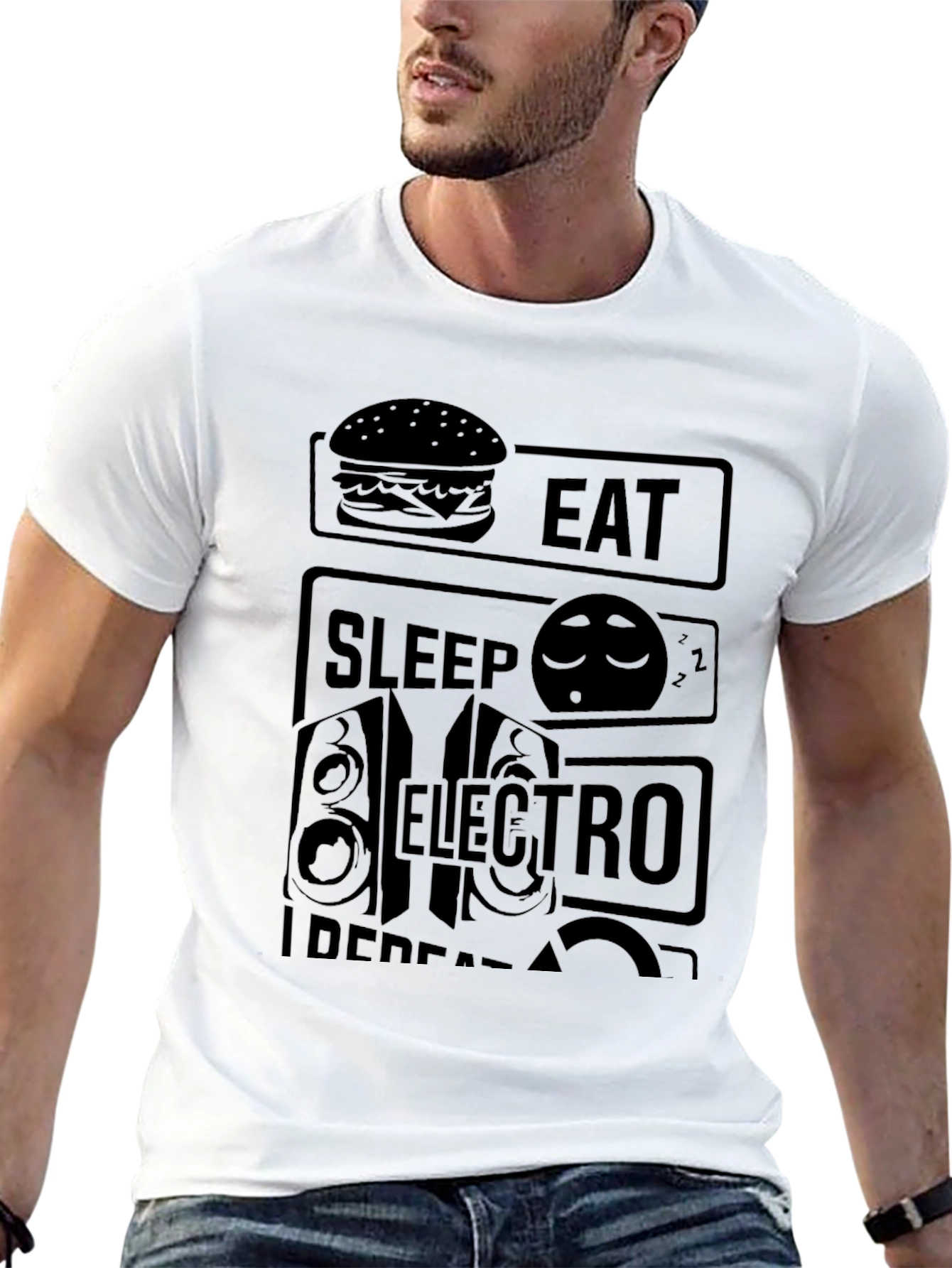 Eat Sleep Electro Repeat Black Graphic T-Shirt