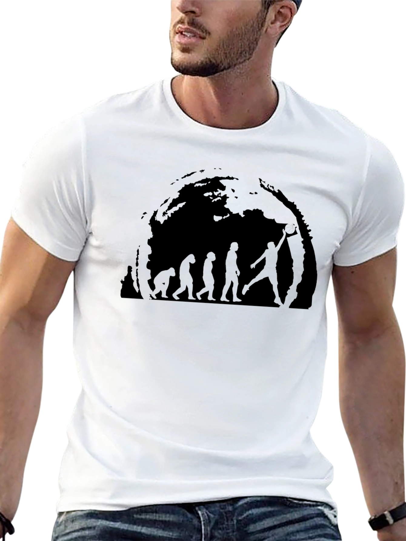 Evolution of Man Basketball T-Shirt - Black