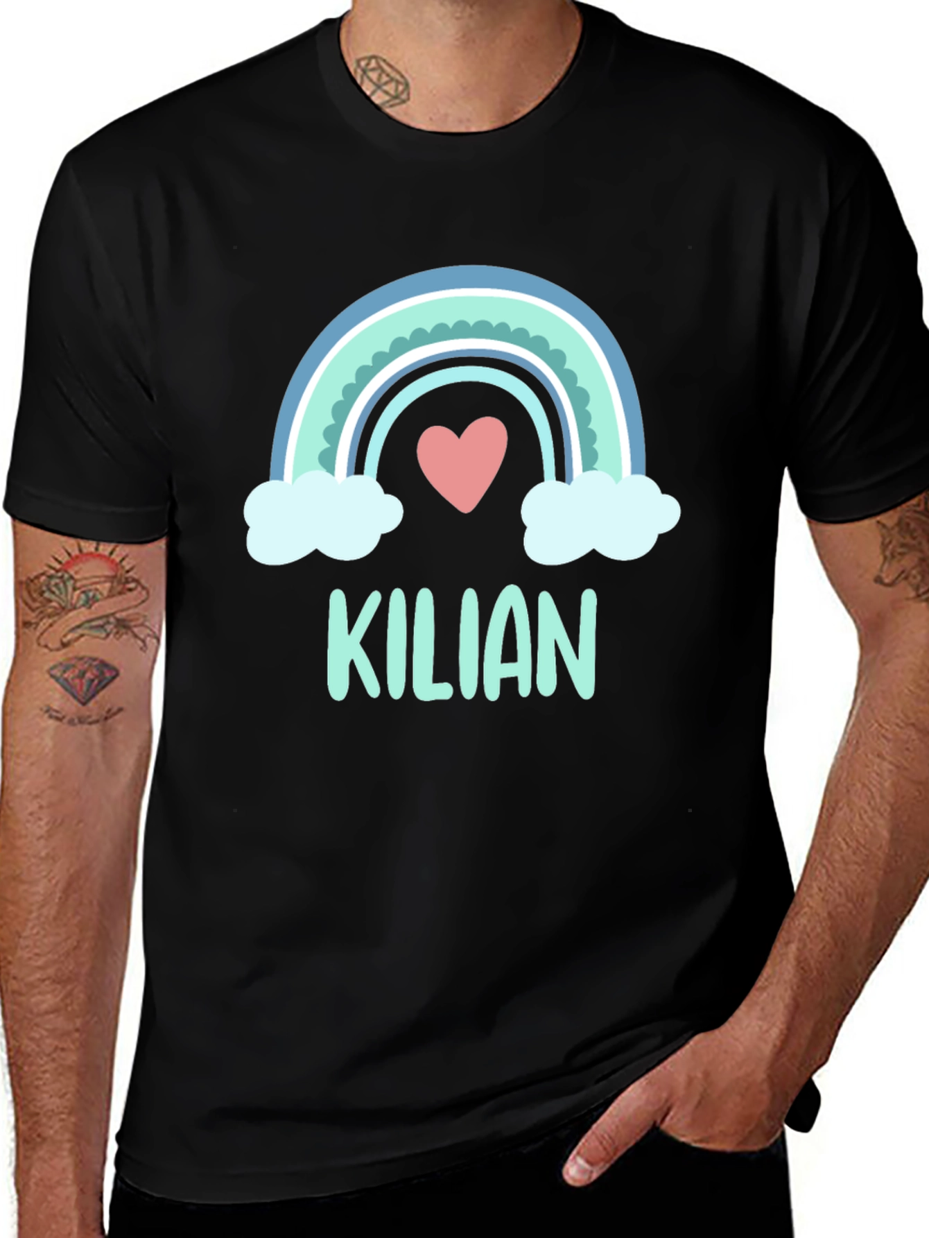 Kilian Rainbow Heart Personalized Kids T-Shirt