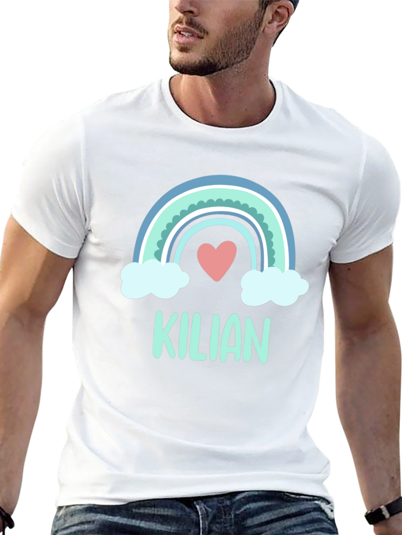 Kilian Rainbow Heart Personalized Kids T-Shirt