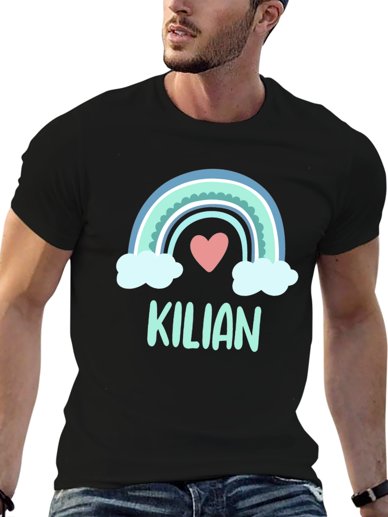 Kilian Rainbow Heart Personalized Kids T-Shirt