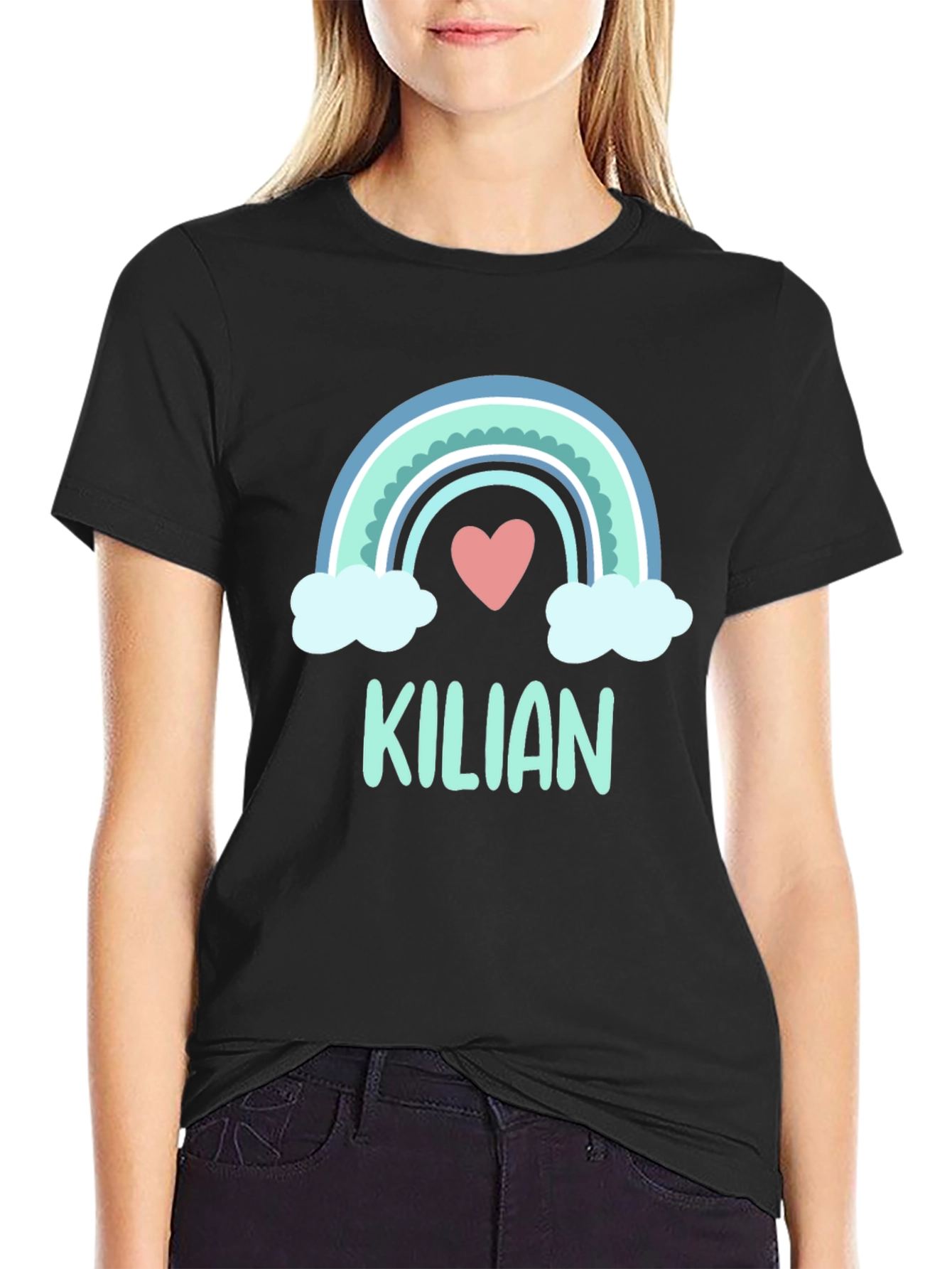 Kilian Rainbow Heart Personalized Kids T-Shirt