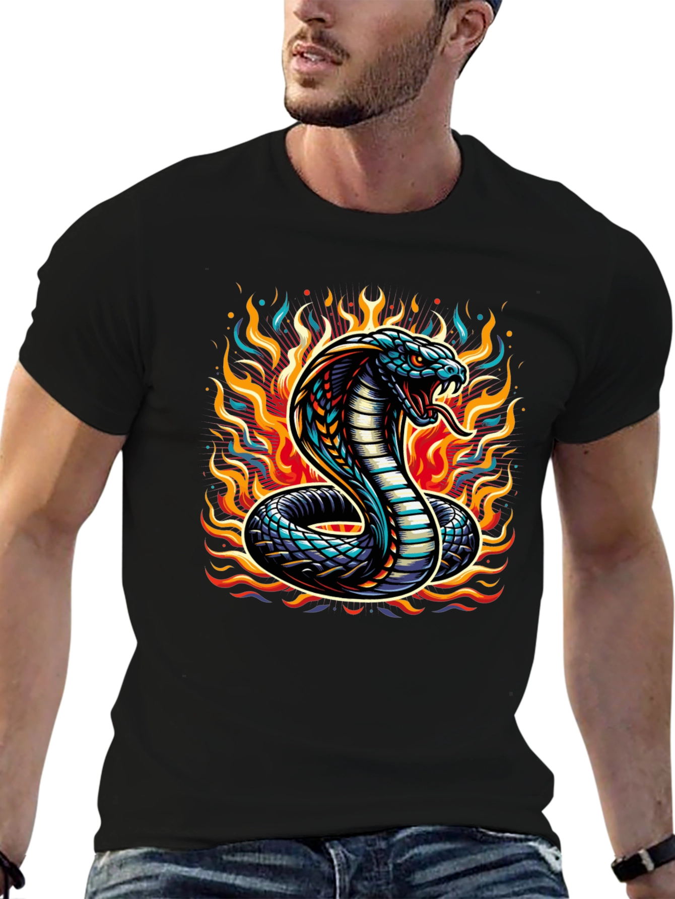 Fiery Snake T-Shirt: Cobra Design
