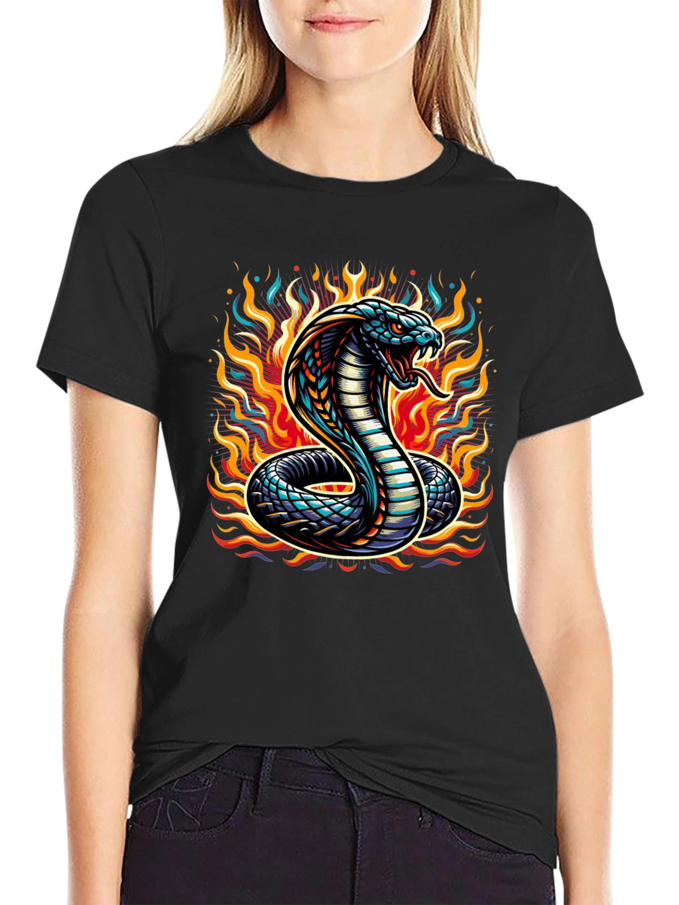 Fiery Snake T-Shirt: Cobra Design