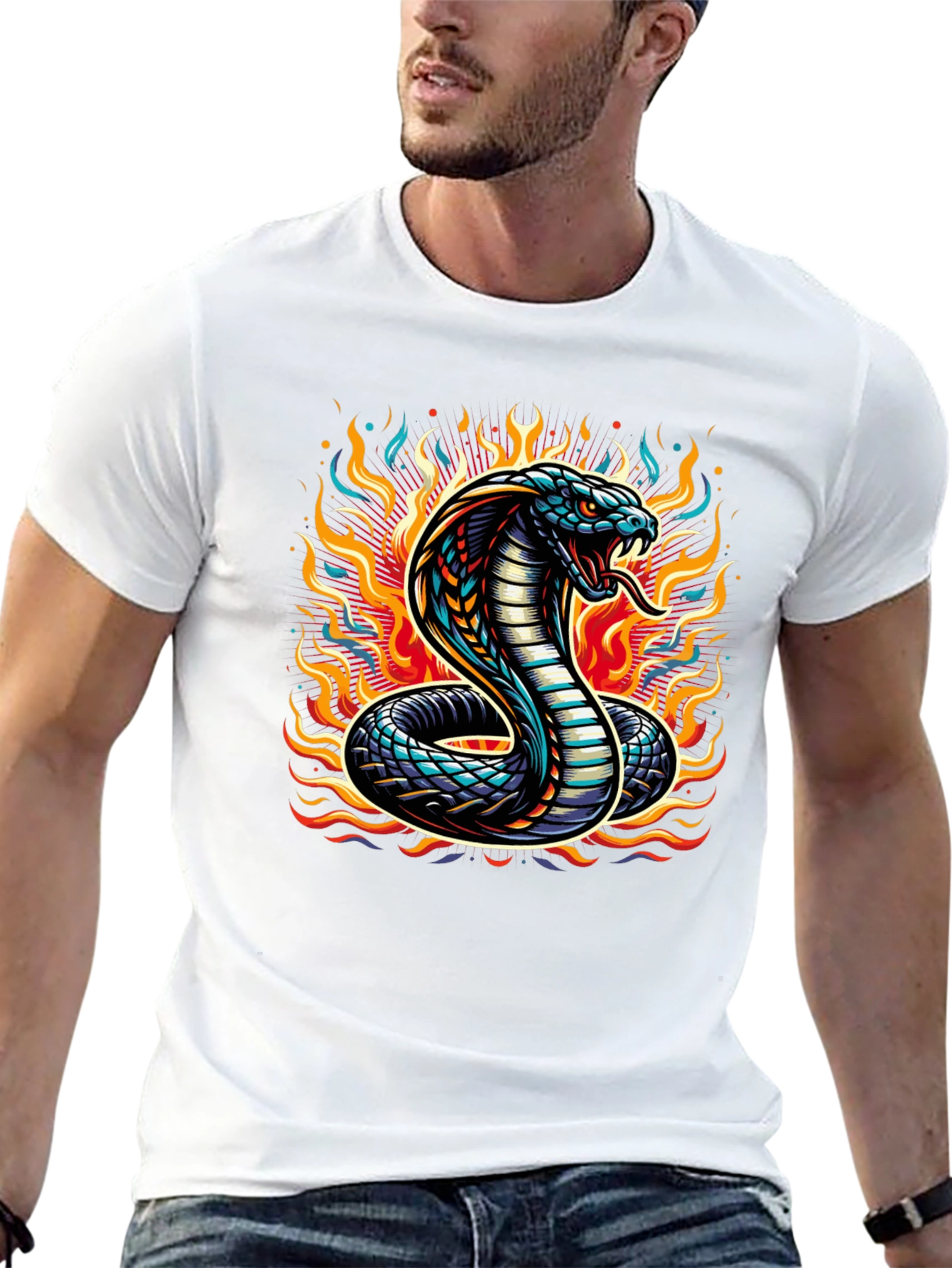 Fiery Snake T-Shirt: Cobra Design