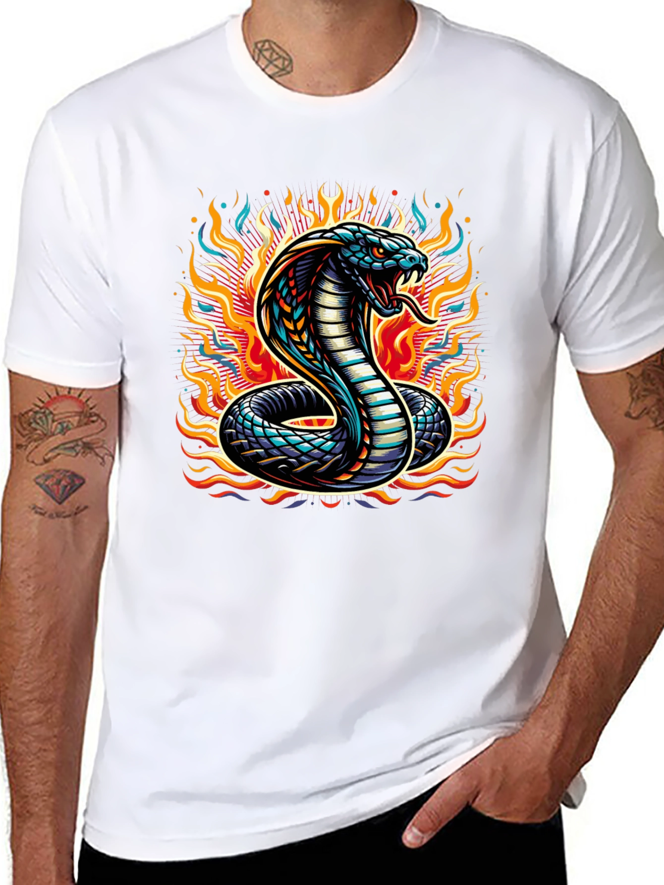 Fiery Snake T-Shirt: Cobra Design