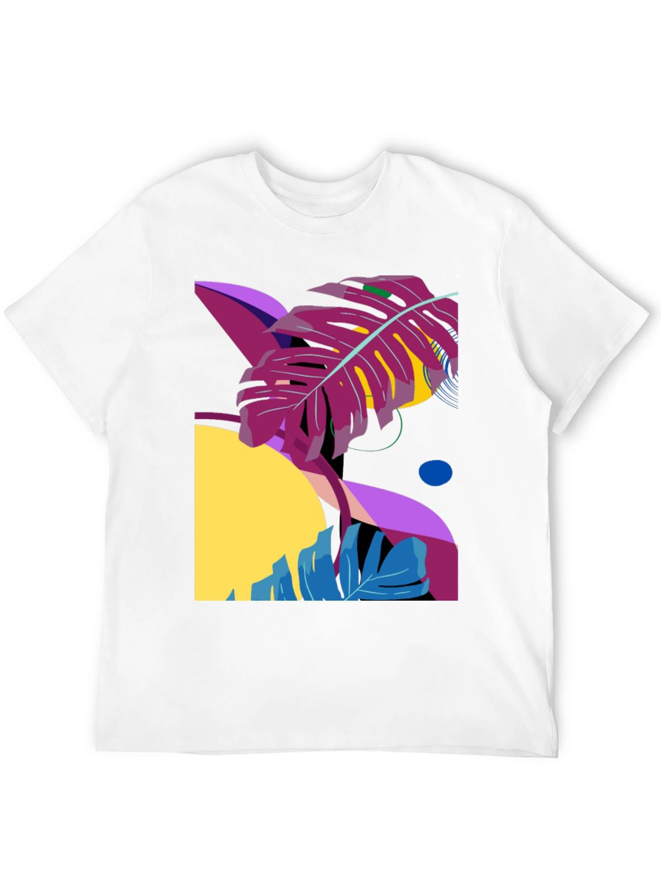 Abstract Tropical Leaf Graphic Tee - Black