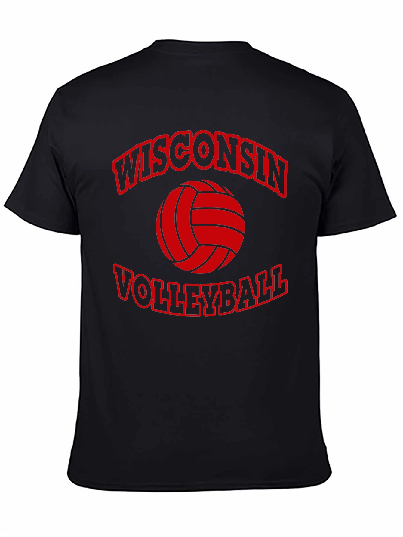 Wisconsin Volleyball Graphic Tee - Black Cotton T-Shirt