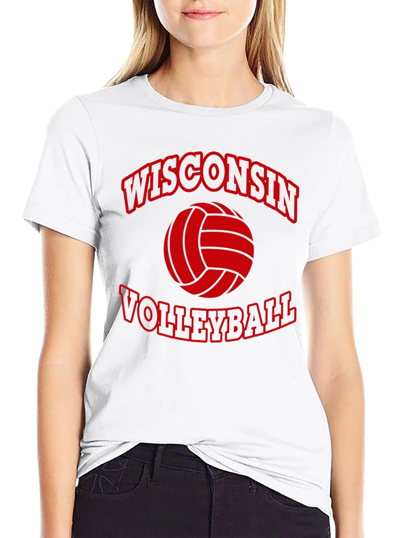 Wisconsin Volleyball Graphic Tee - Black Cotton T-Shirt