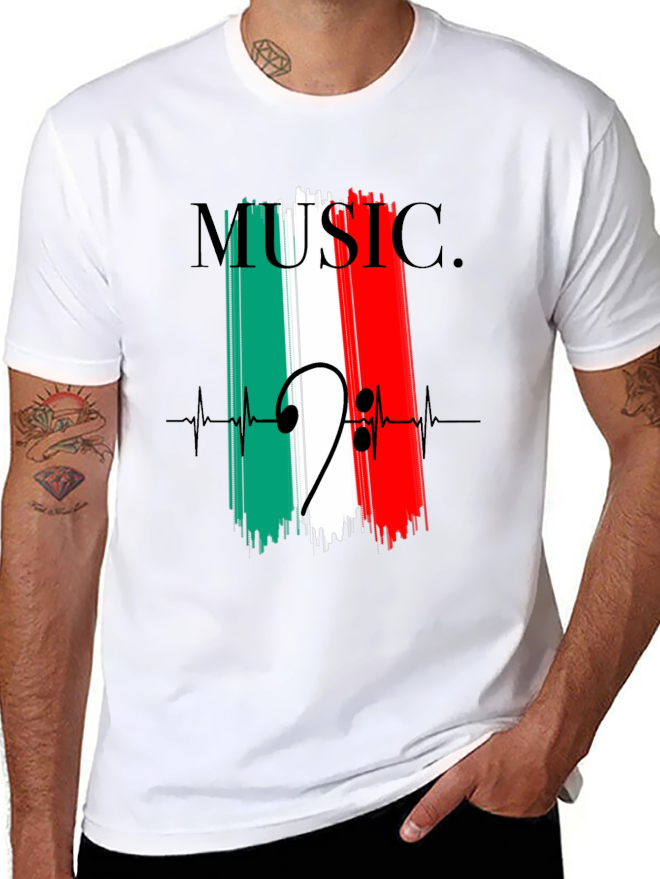Music Note Italian Flag T-Shirt