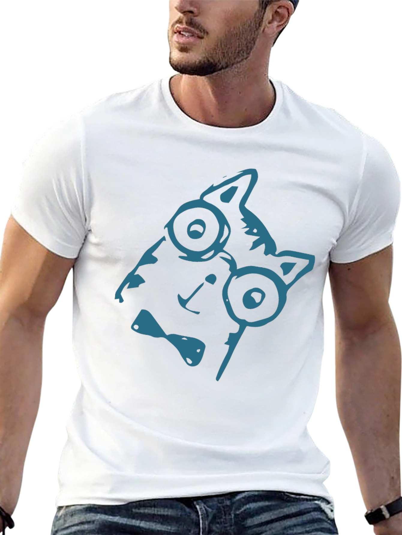 Cool Cat Tee - Quirky Glasses Bow Tie