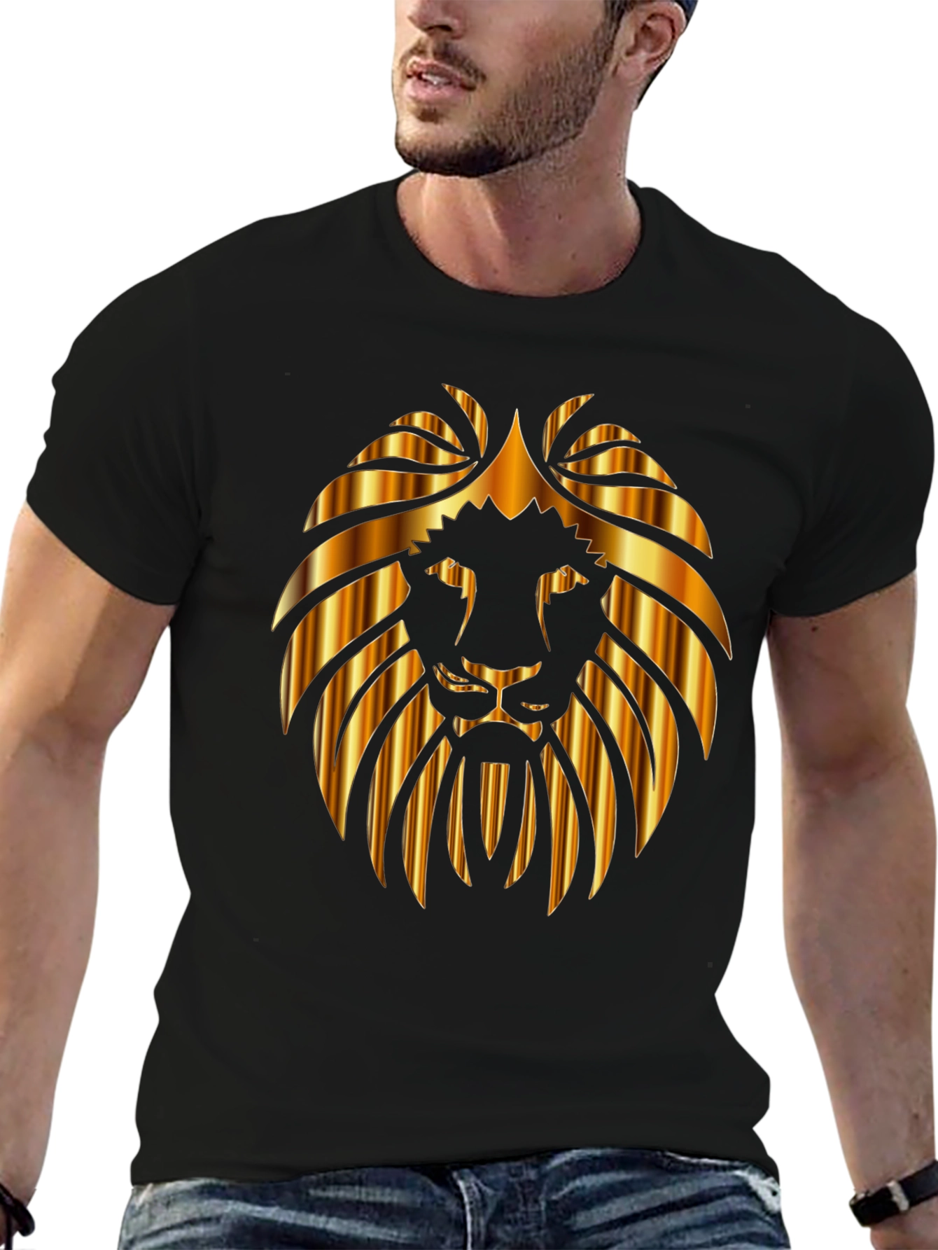Lion Head Graphic Black Tee