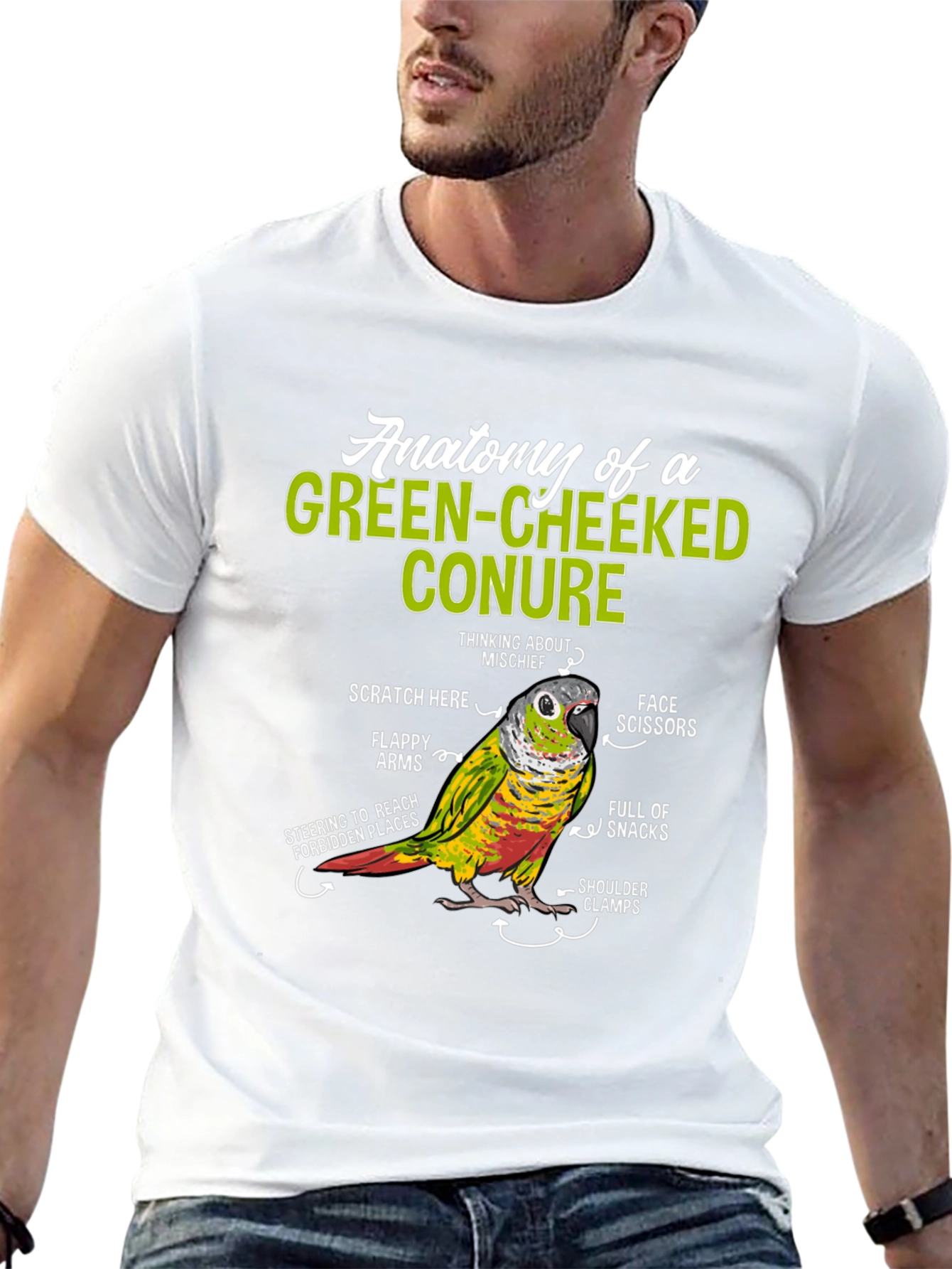 Green-Cheeked Conure Anatomy T-Shirt