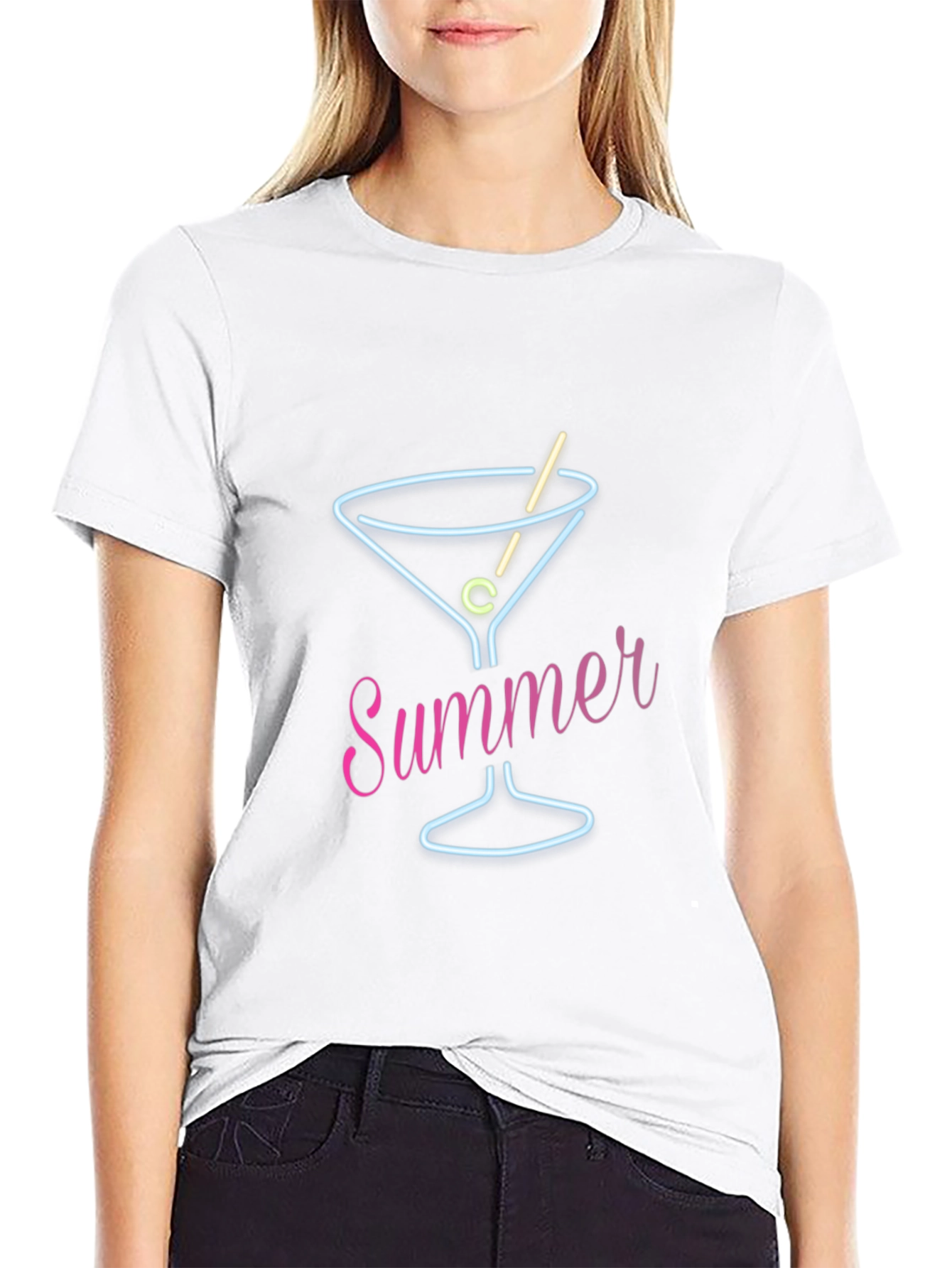 Summer Neon Martini T-Shirt - Stylish Casual Wear
