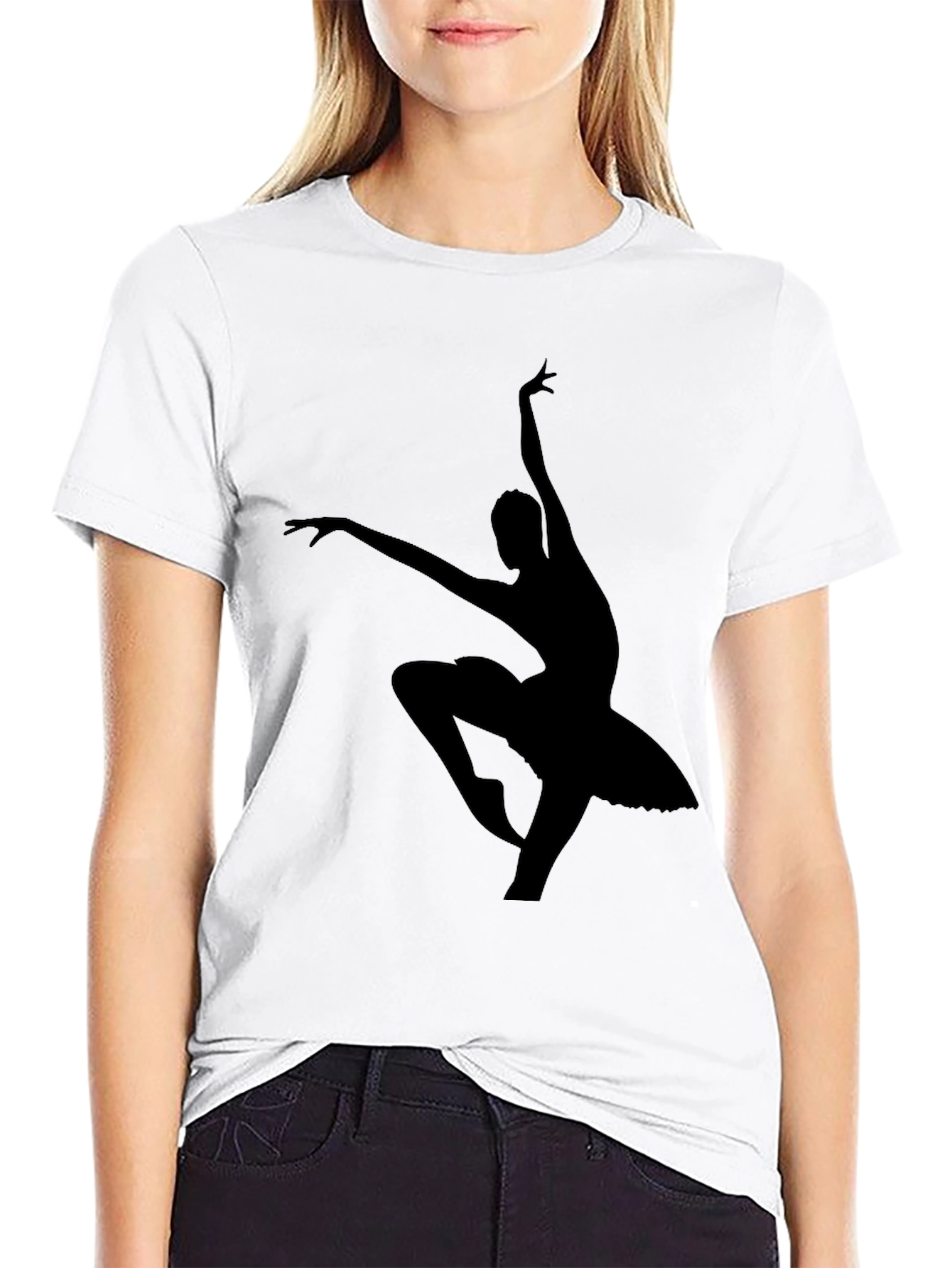 Elegant Ballerina Graphic T-Shirt - Classic Black Tee