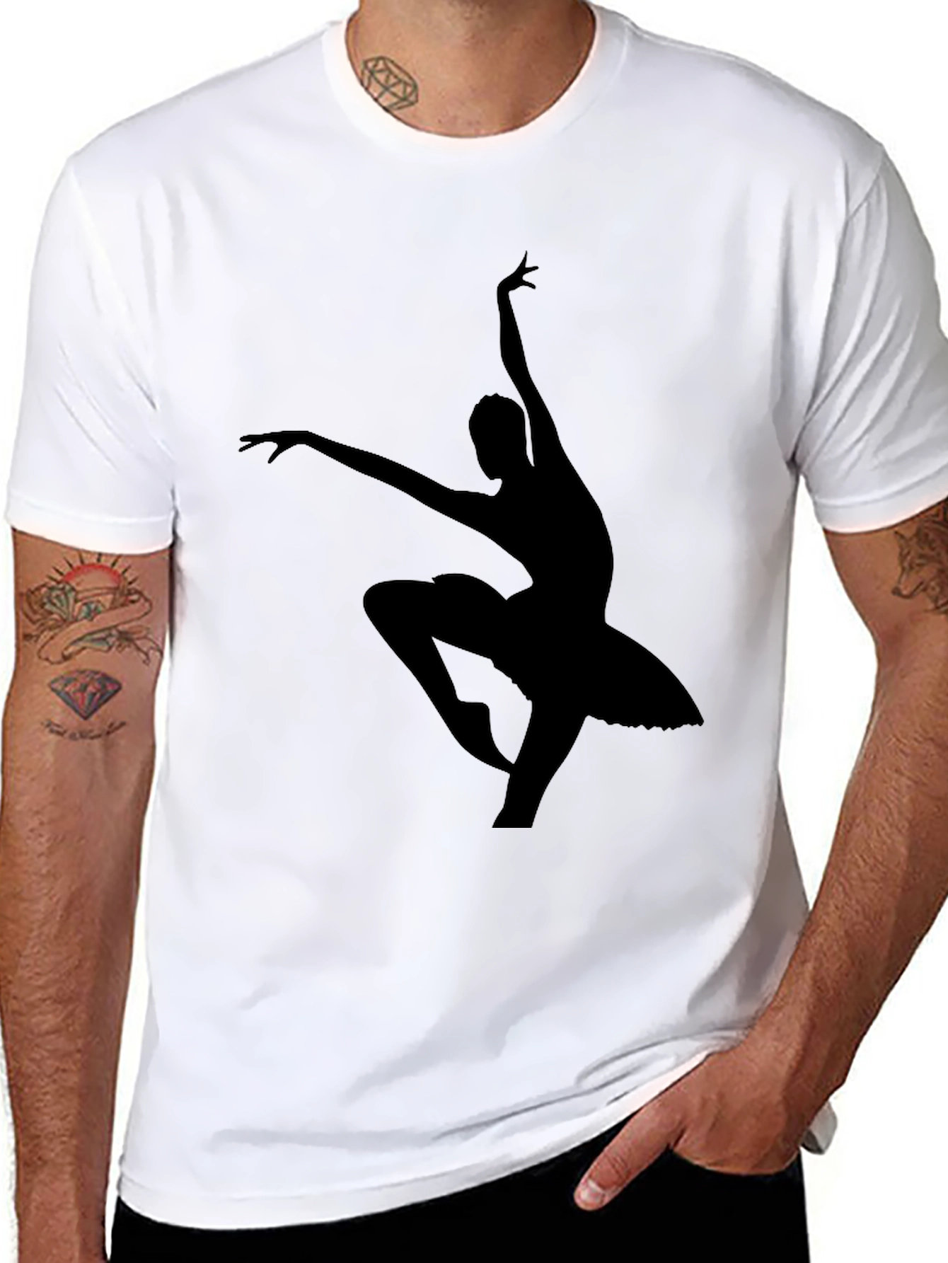 Elegant Ballerina Graphic T-Shirt - Classic Black Tee