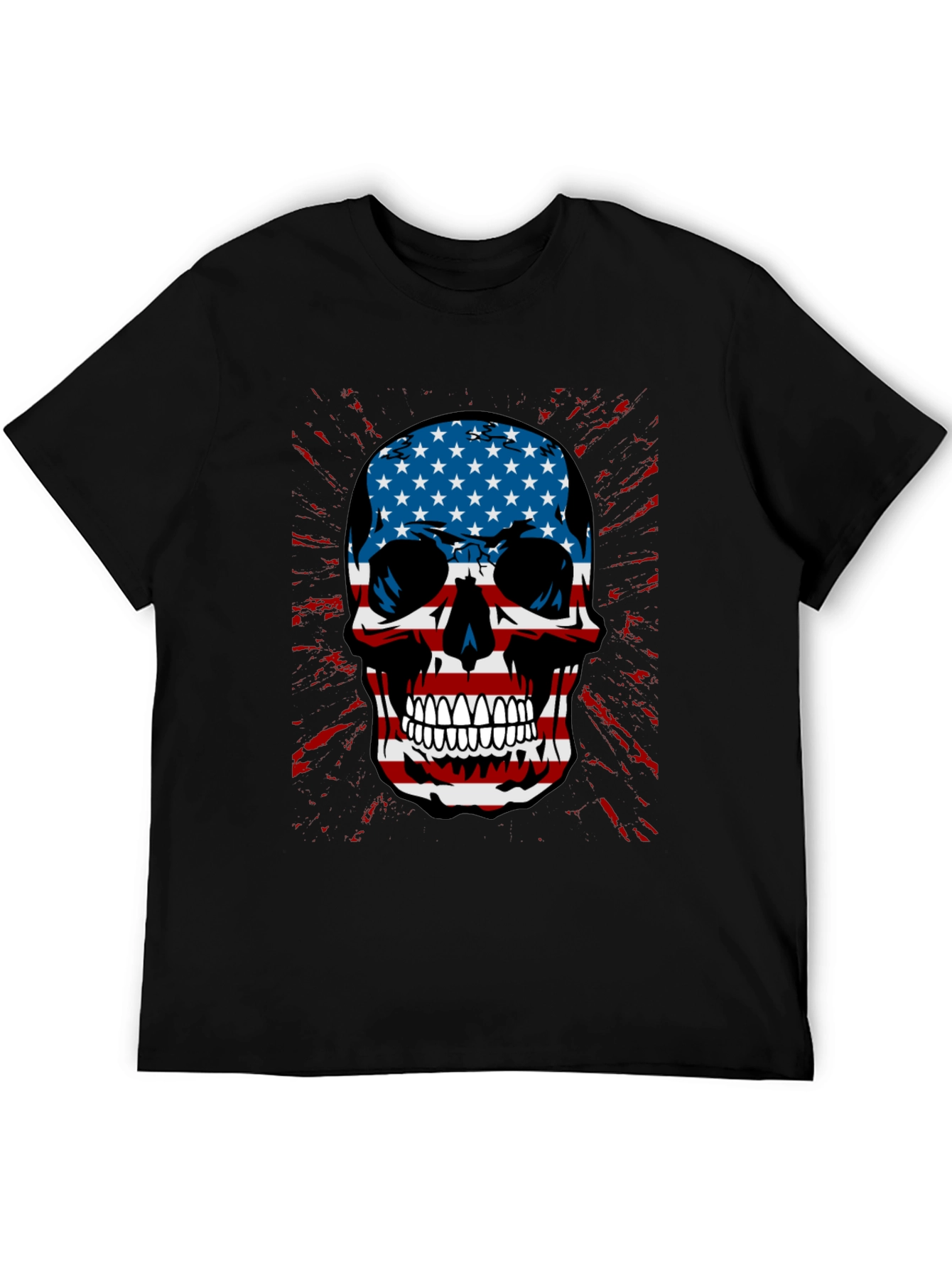 American Flag Skull Graphic T-Shirt