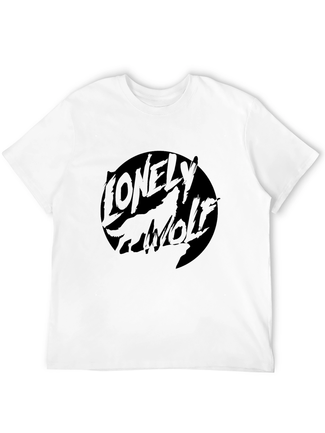 Lonely Wolf Graphic T-Shirt - Black Crew Neck