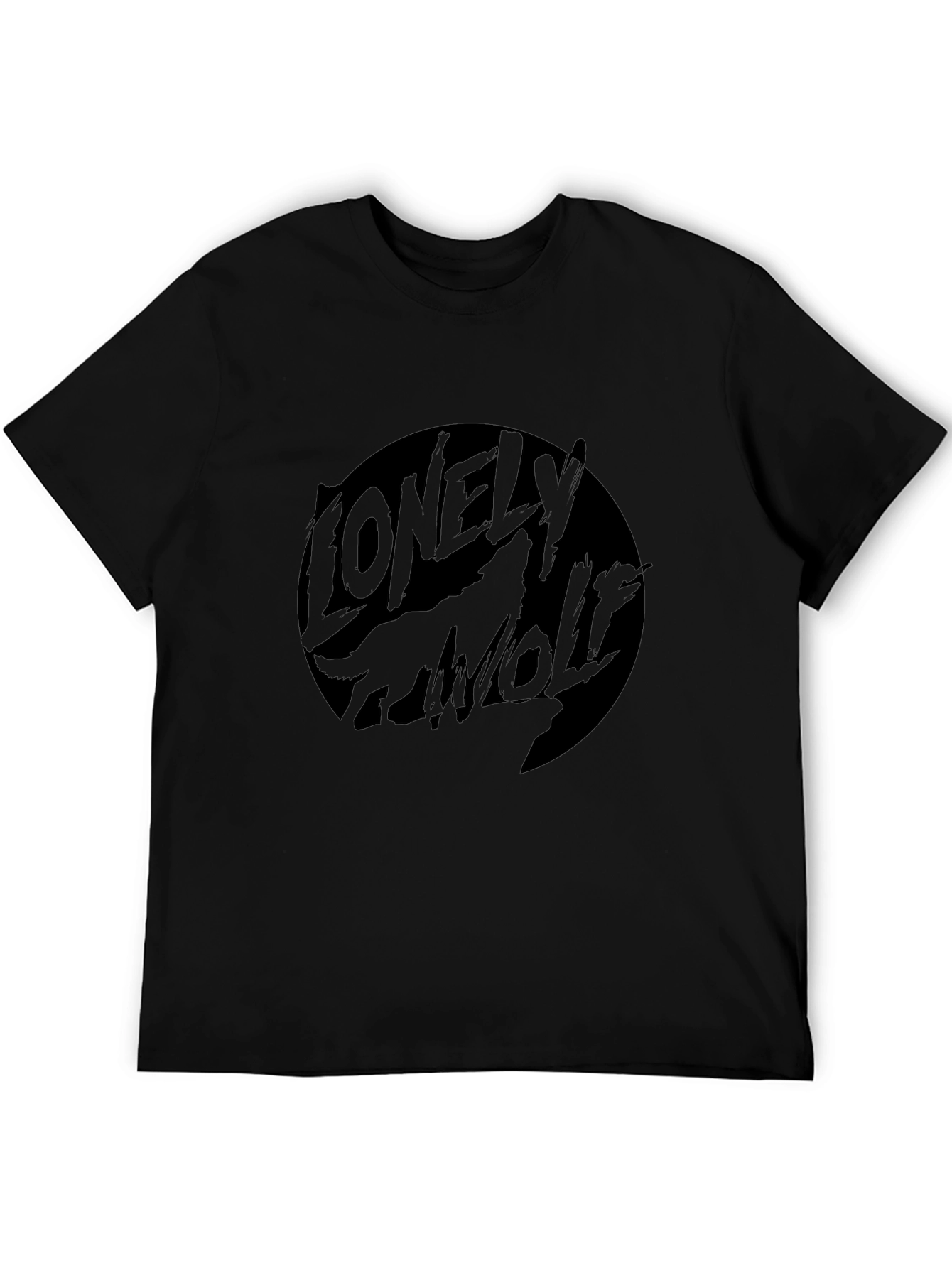 Lonely Wolf Graphic T-Shirt - Black Crew Neck