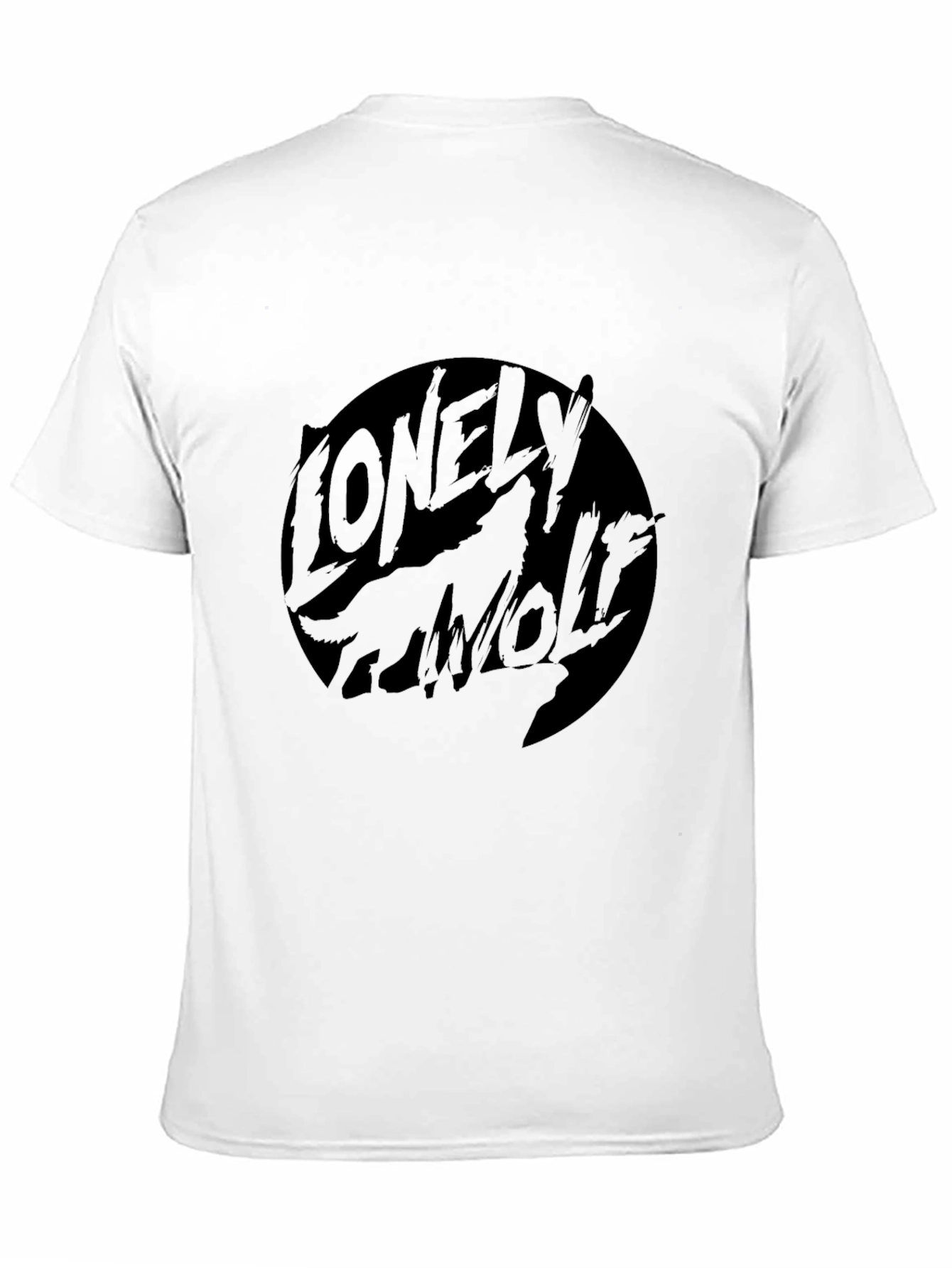 Lonely Wolf Graphic T-Shirt - Black Crew Neck