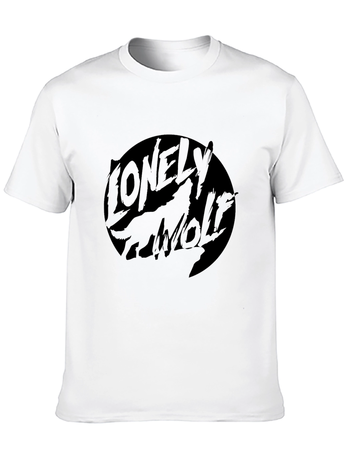 Lonely Wolf Graphic T-Shirt - Black Crew Neck