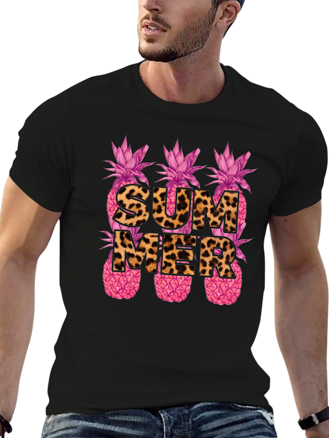 Leopard Print Summer Pineapple Graphic Tee