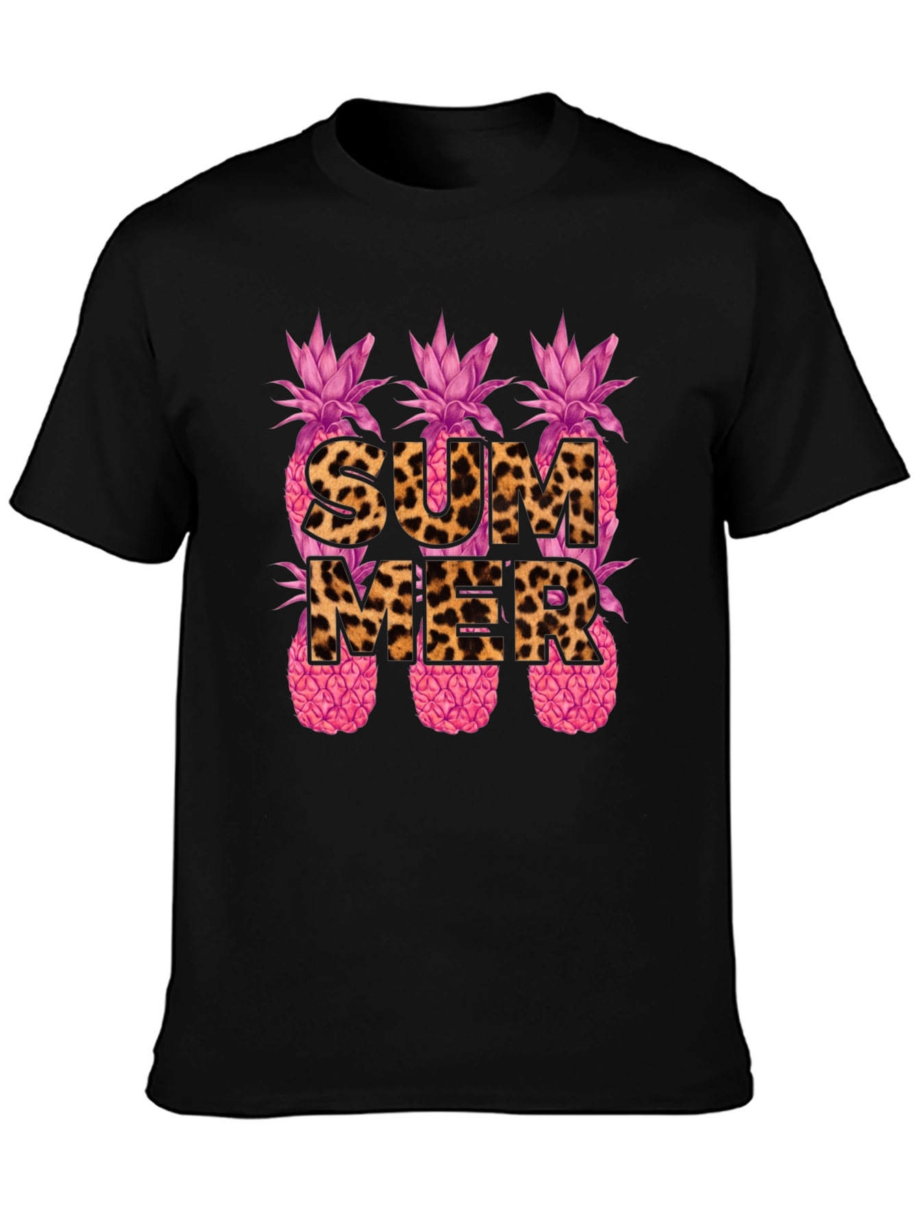 Leopard Print Summer Pineapple Graphic Tee