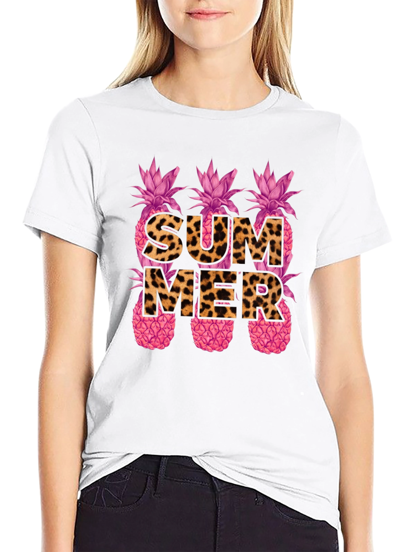 Leopard Print Summer Pineapple Graphic Tee