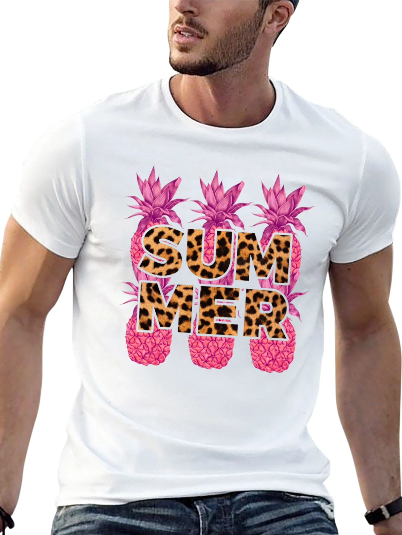 Leopard Print Summer Pineapple Graphic Tee