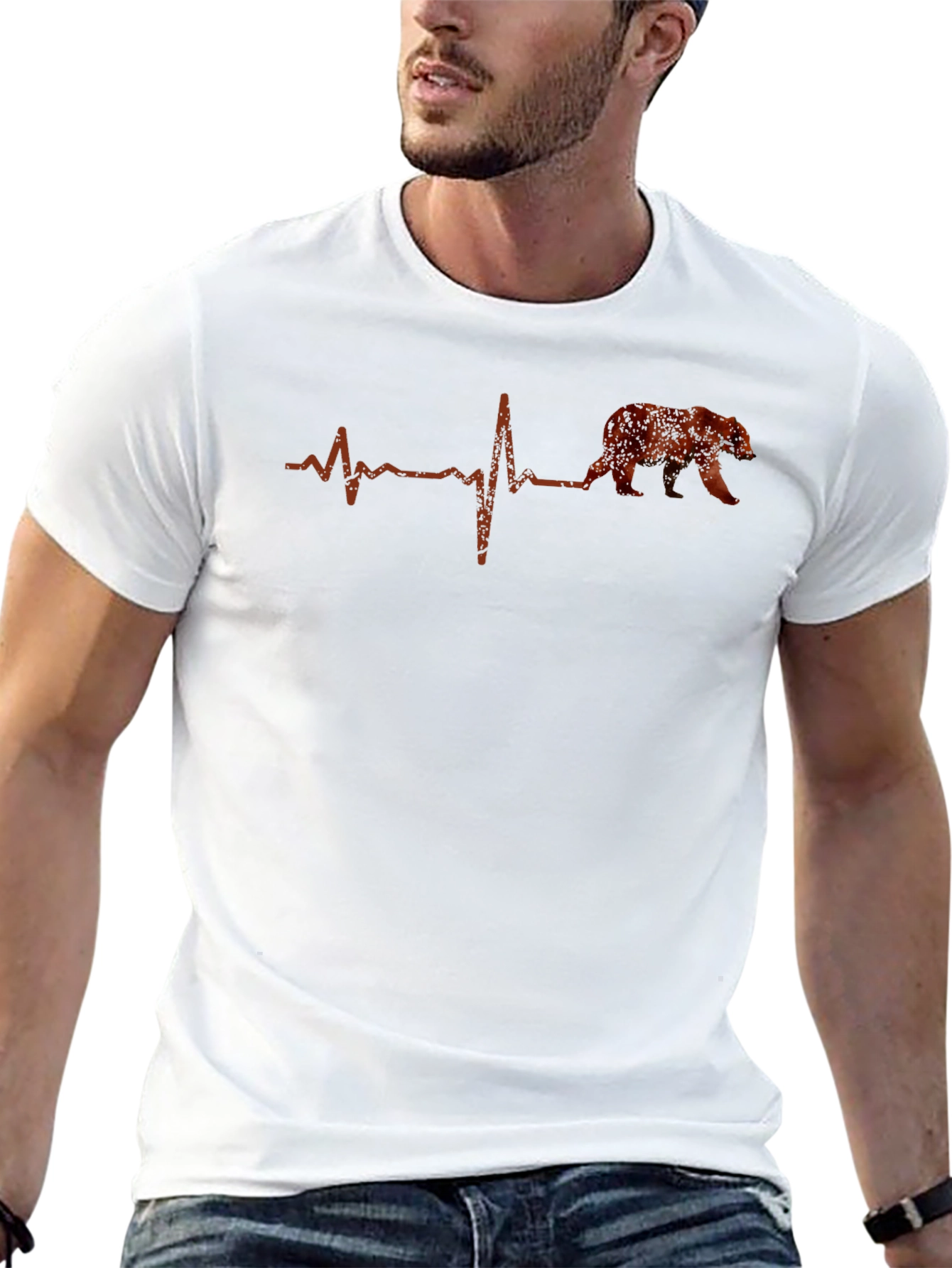 Bear Heartbeat Graphic Tee - Unisex Casual Top