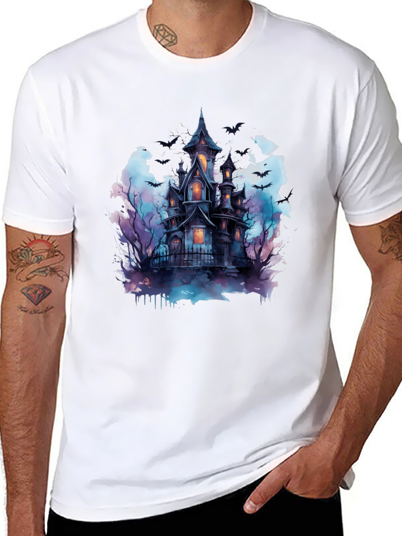 Spooky Haunted House Graphic Tee - Halloween Shirt