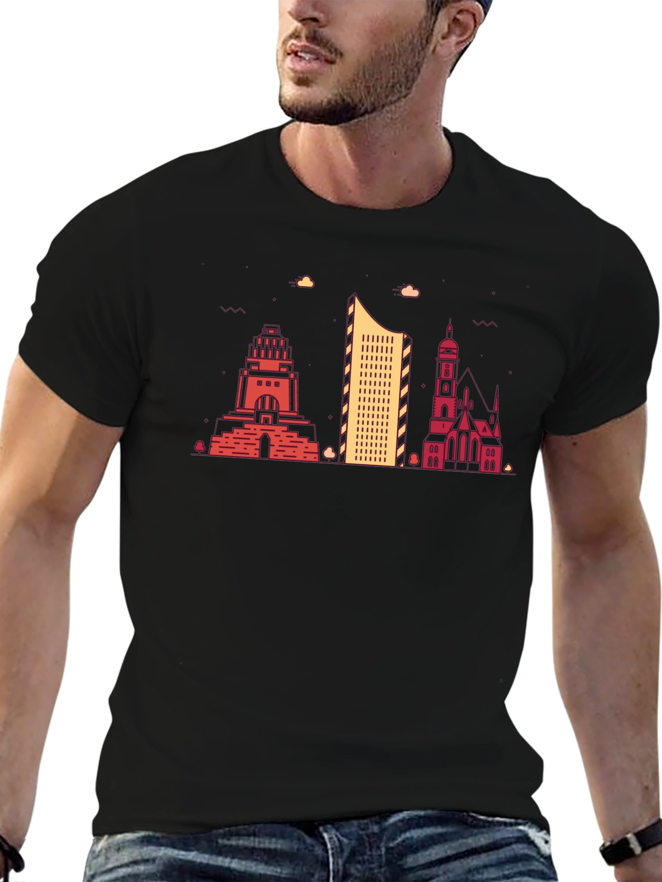Leipzig Skyline Black T-Shirt