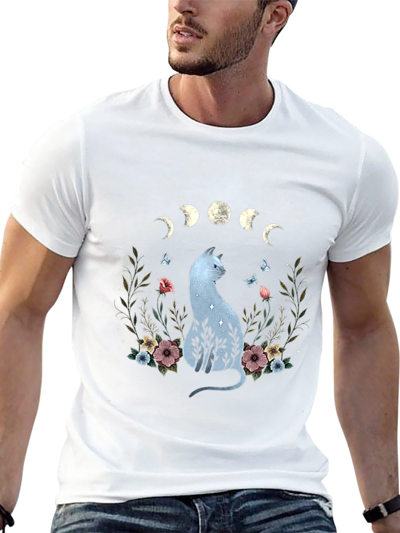 Mystic Cat Moon Phase Graphic Tee