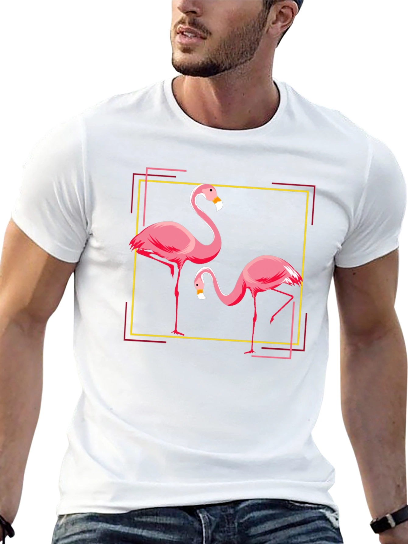 Flamingo Graphic Tee - Black Cotton Blend