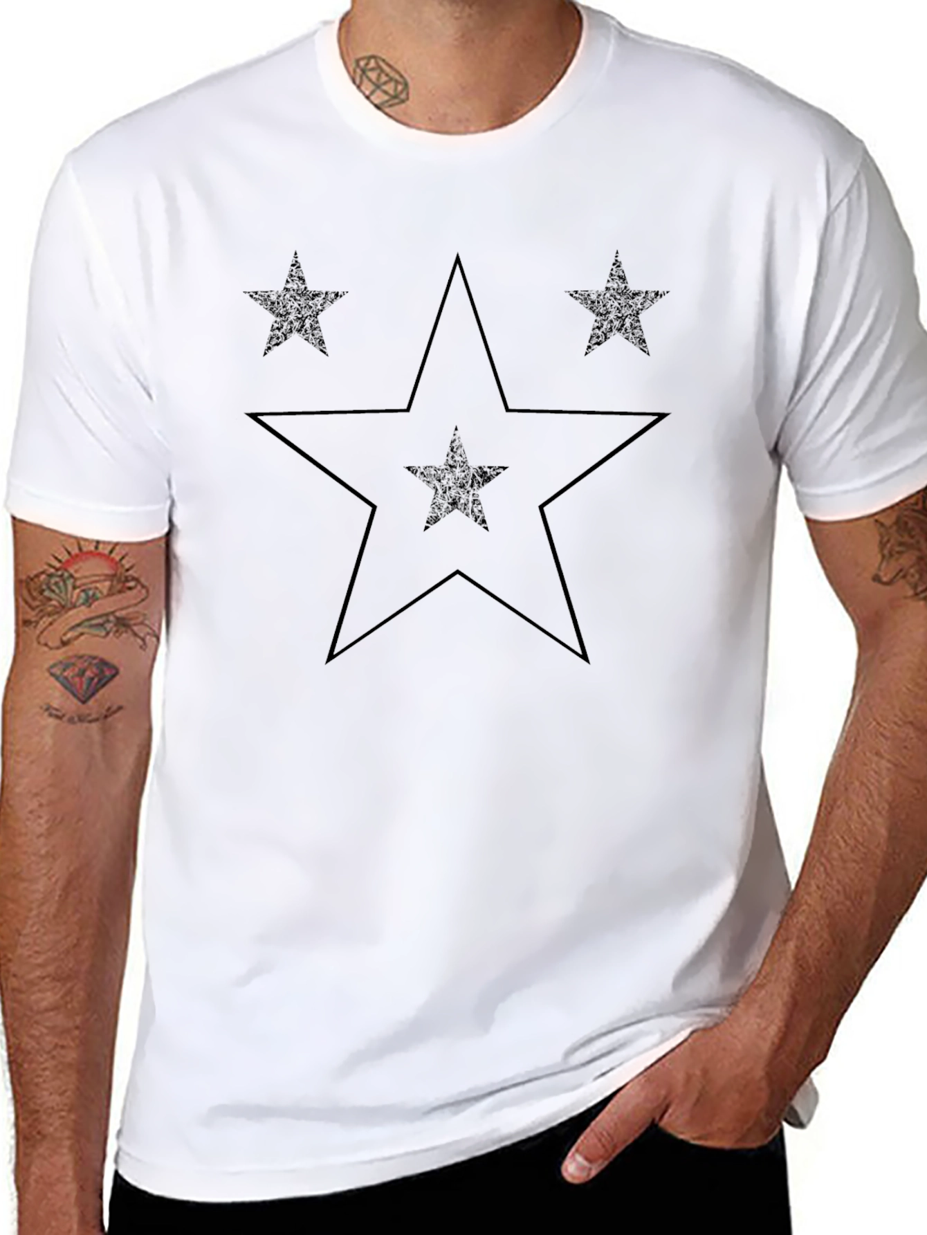 Star Graphic Print Black T-Shirt