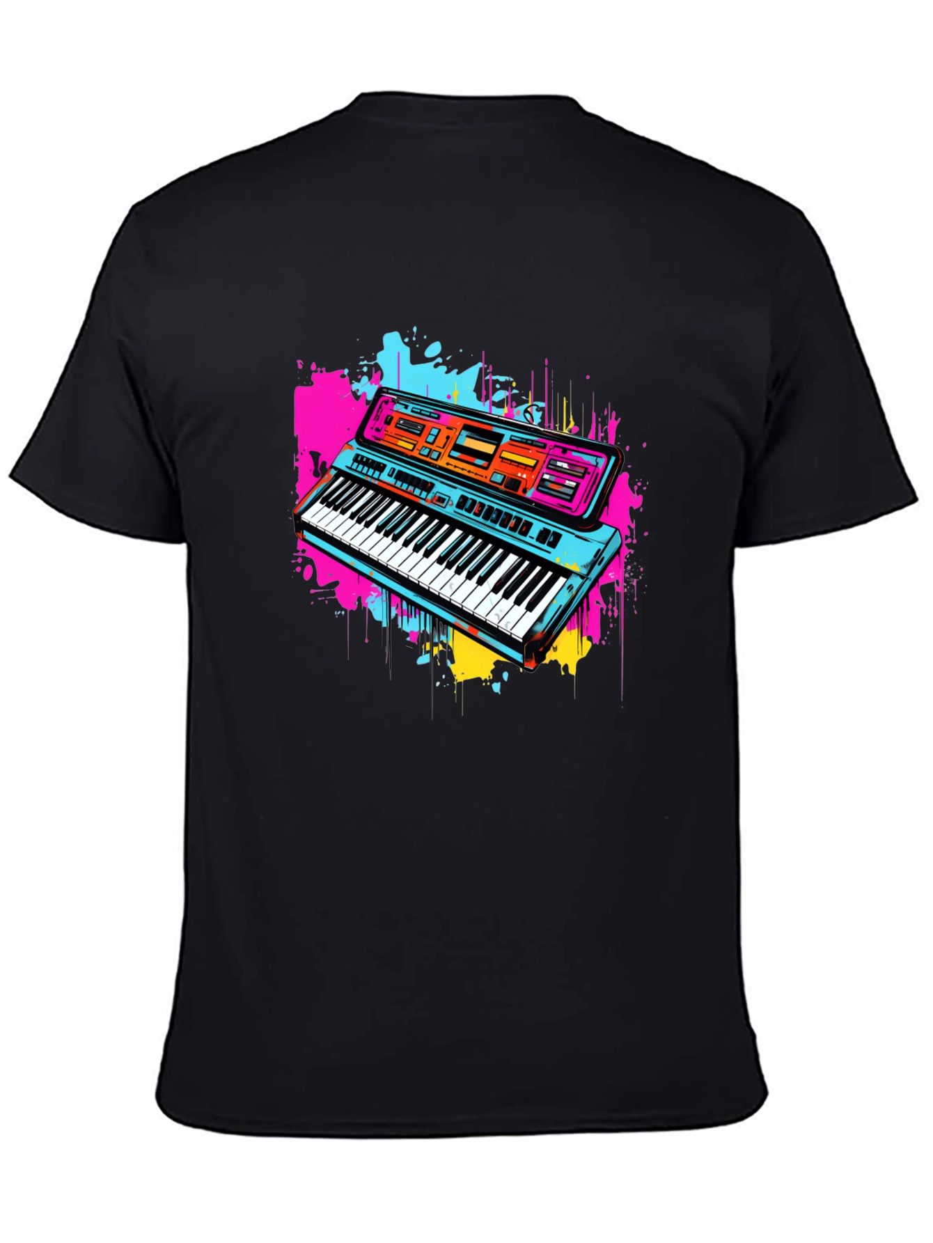 Retro Synthwave Keyboard Graphic Tee - Black