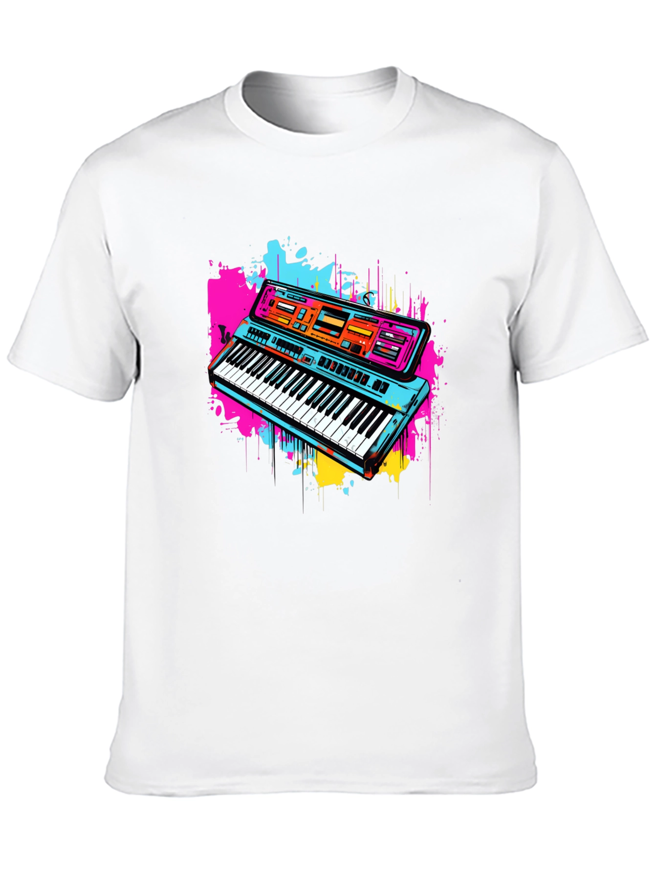 Retro Synthwave Keyboard Graphic Tee - Black