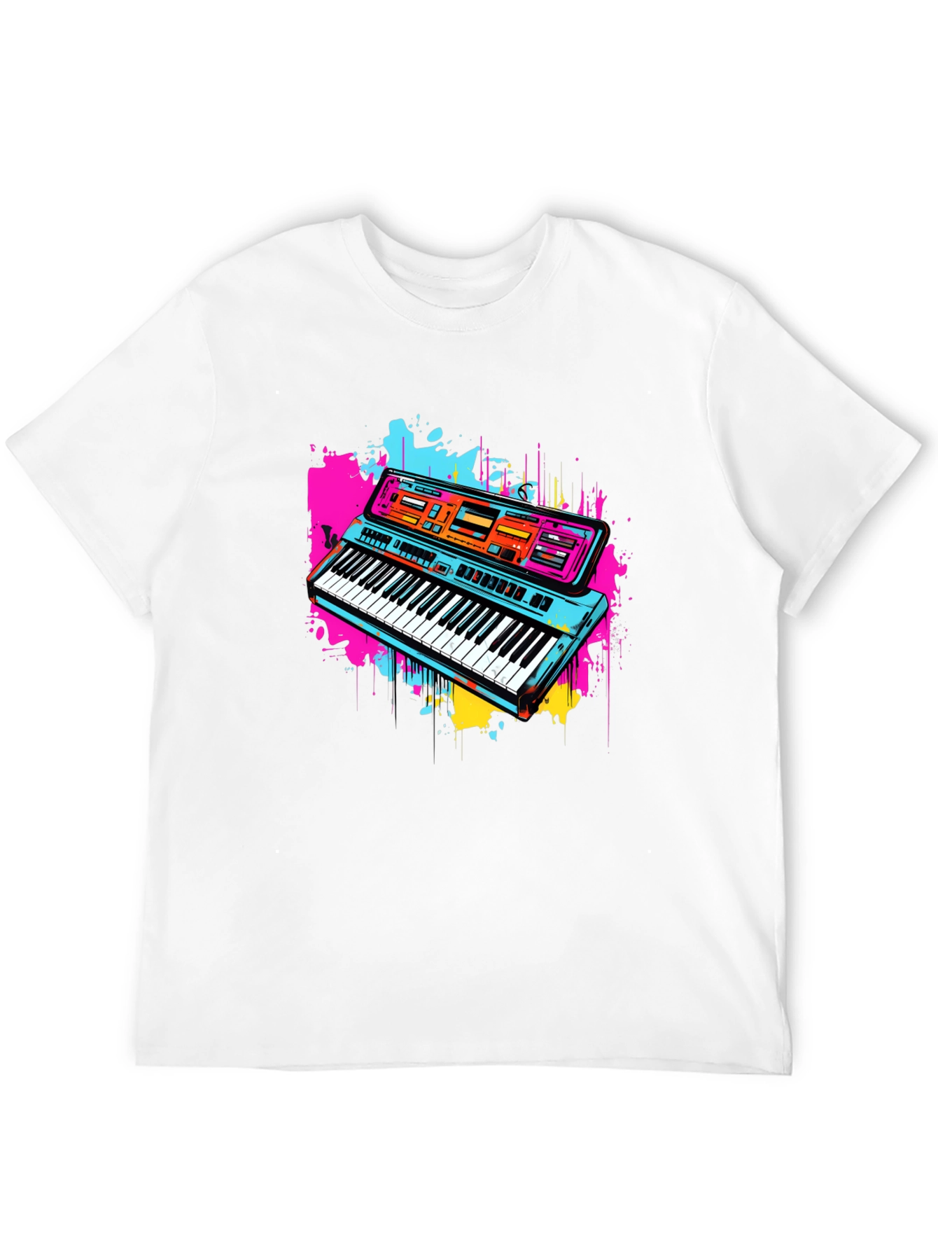 Retro Synthwave Keyboard Graphic Tee - Black