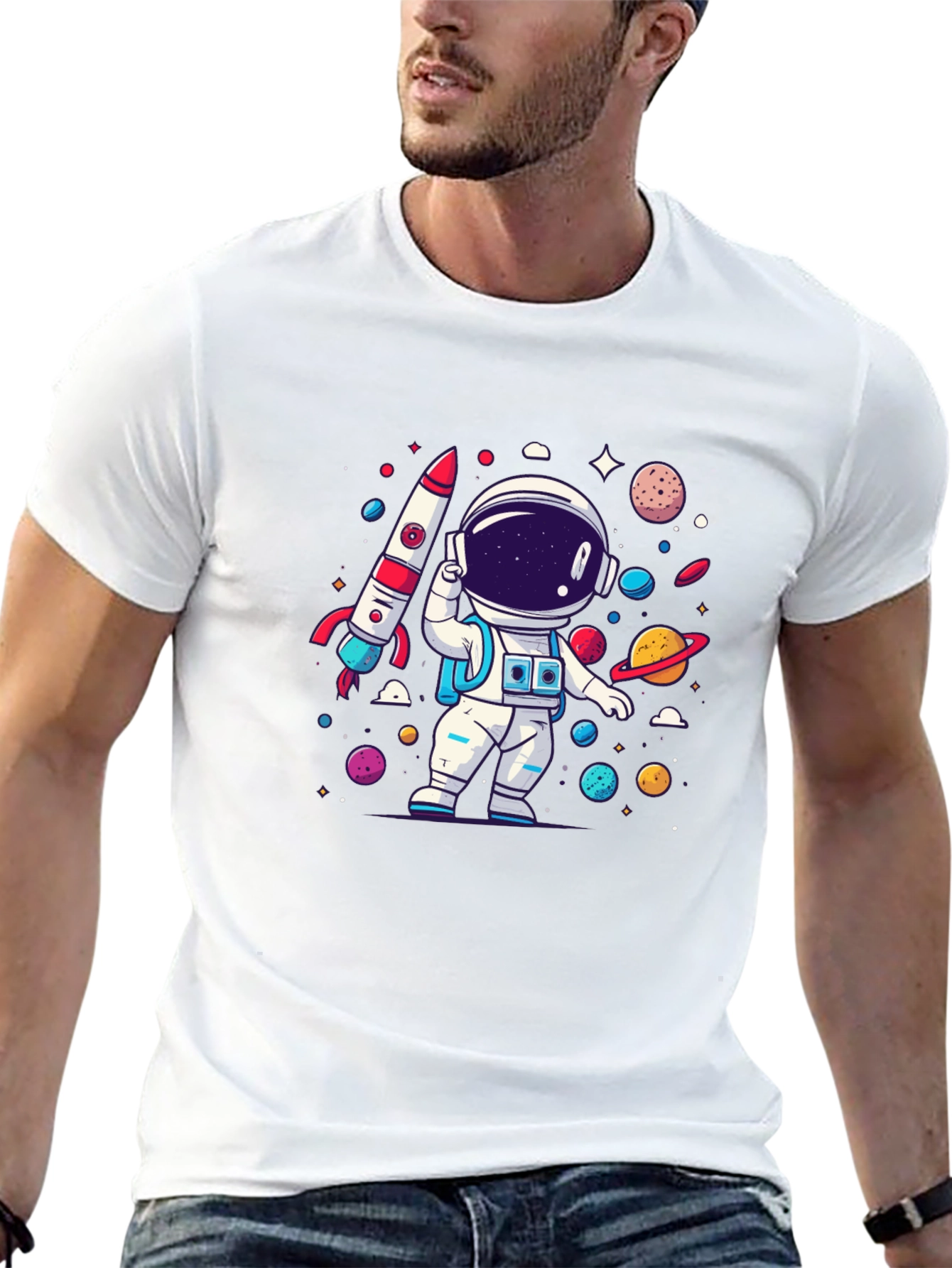 Astronaut Cartoon Graphic T-Shirt
