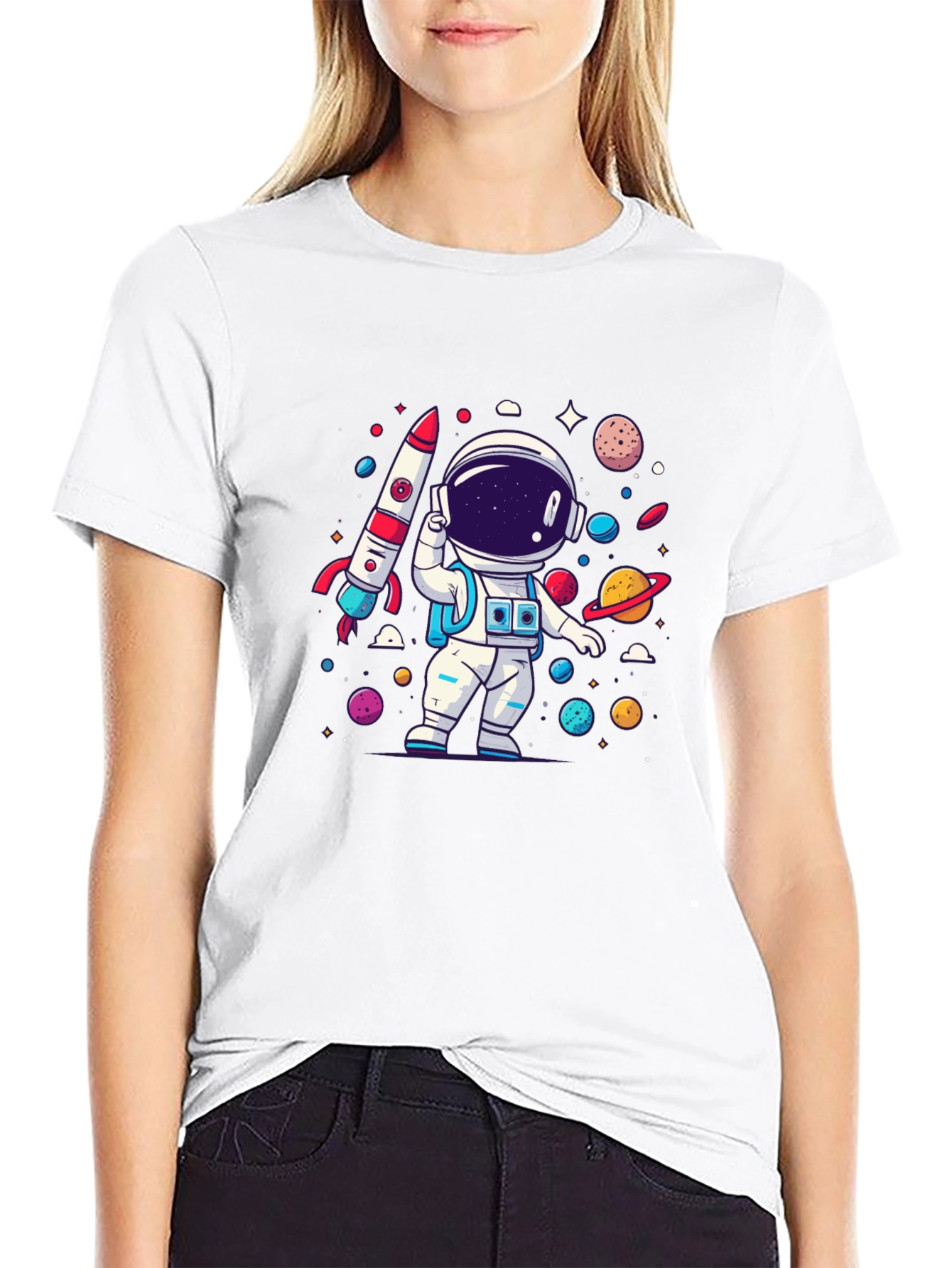Astronaut Cartoon Graphic T-Shirt